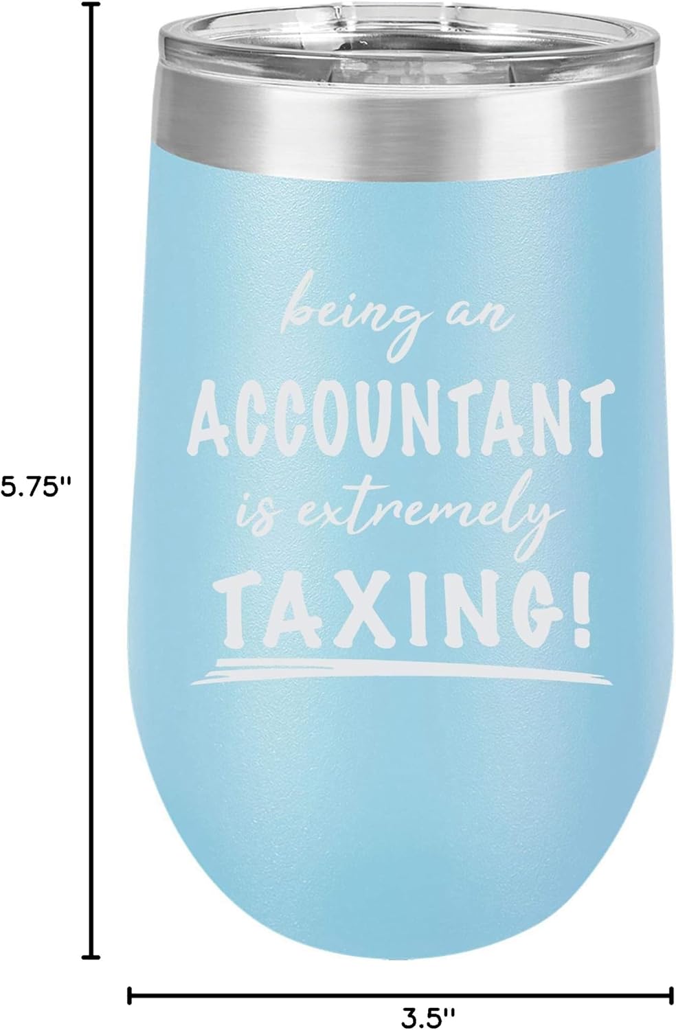Being an Accountant Extremely Taxing Engraved Large Stainless Steel Wine Tumbler, 16 Oz., Aqua