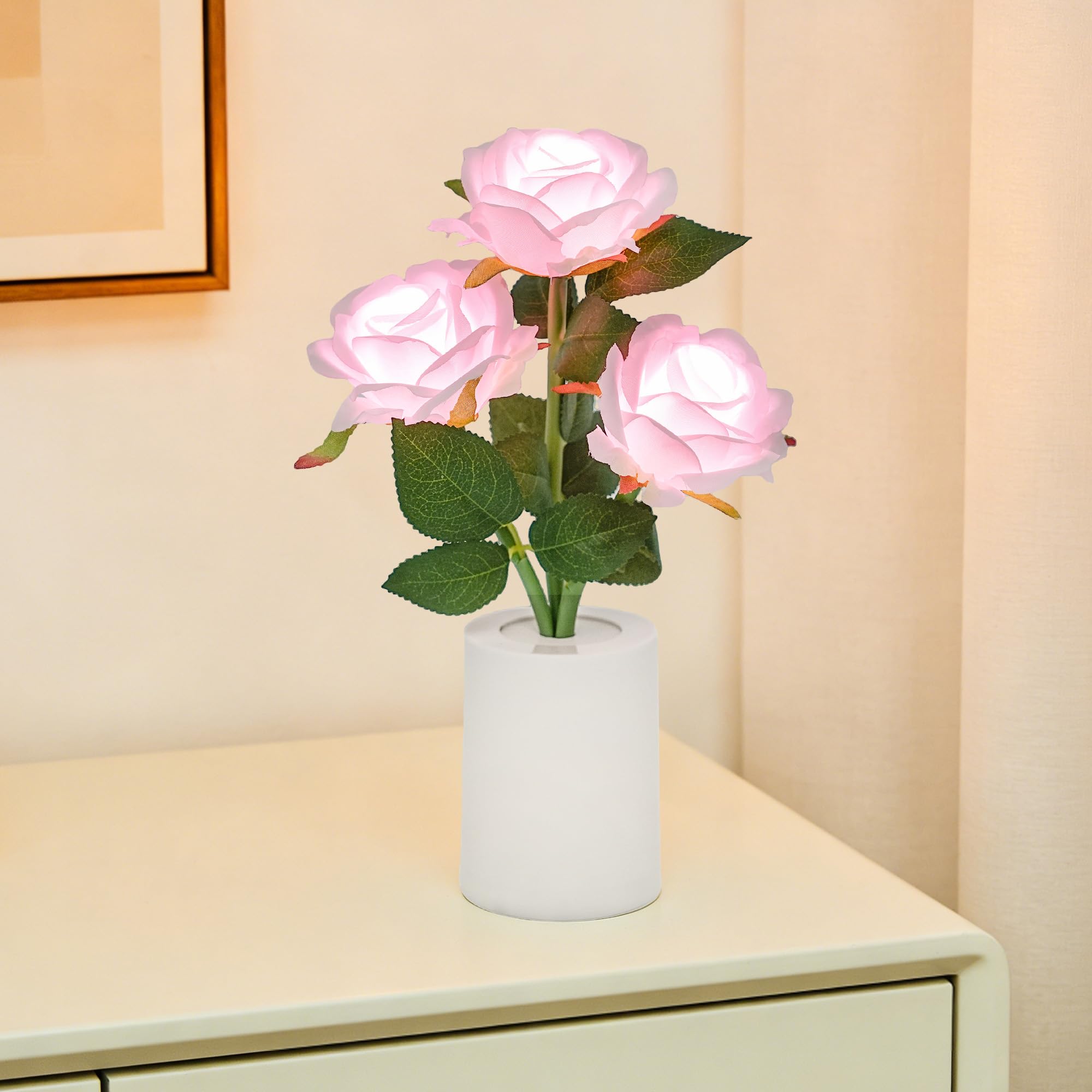 Pink Rose Flower Lamp Romantic Night Light Decor Gifts for Women Birthday