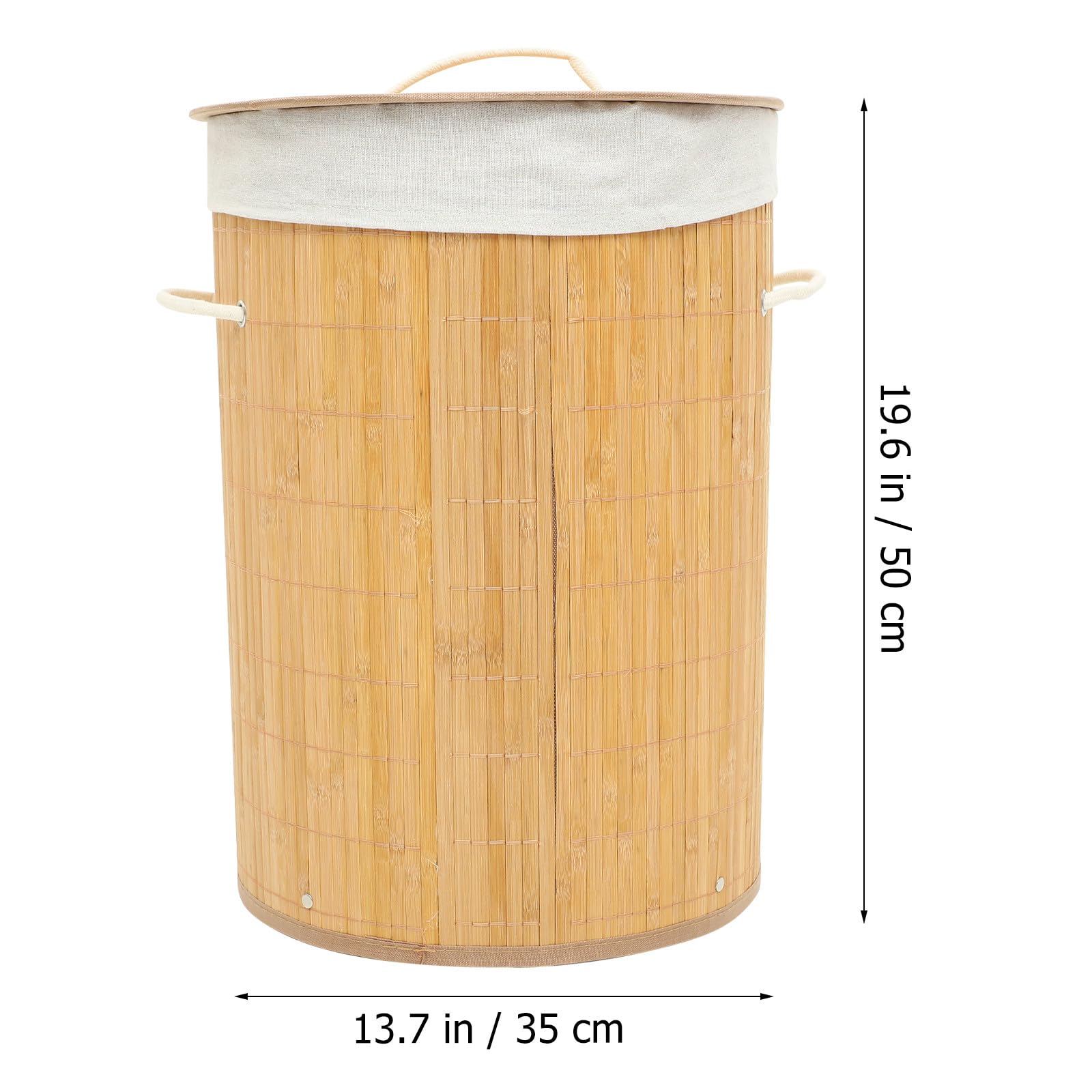 DOITOOL Cesto de Bambú con Tapa para Ropa Sucia, Cesta de Almacenaje Práctica y Elegante de 35x35x50 Cm, Adecuado para Baño o Lavandería con Diseño Rural y Resistente