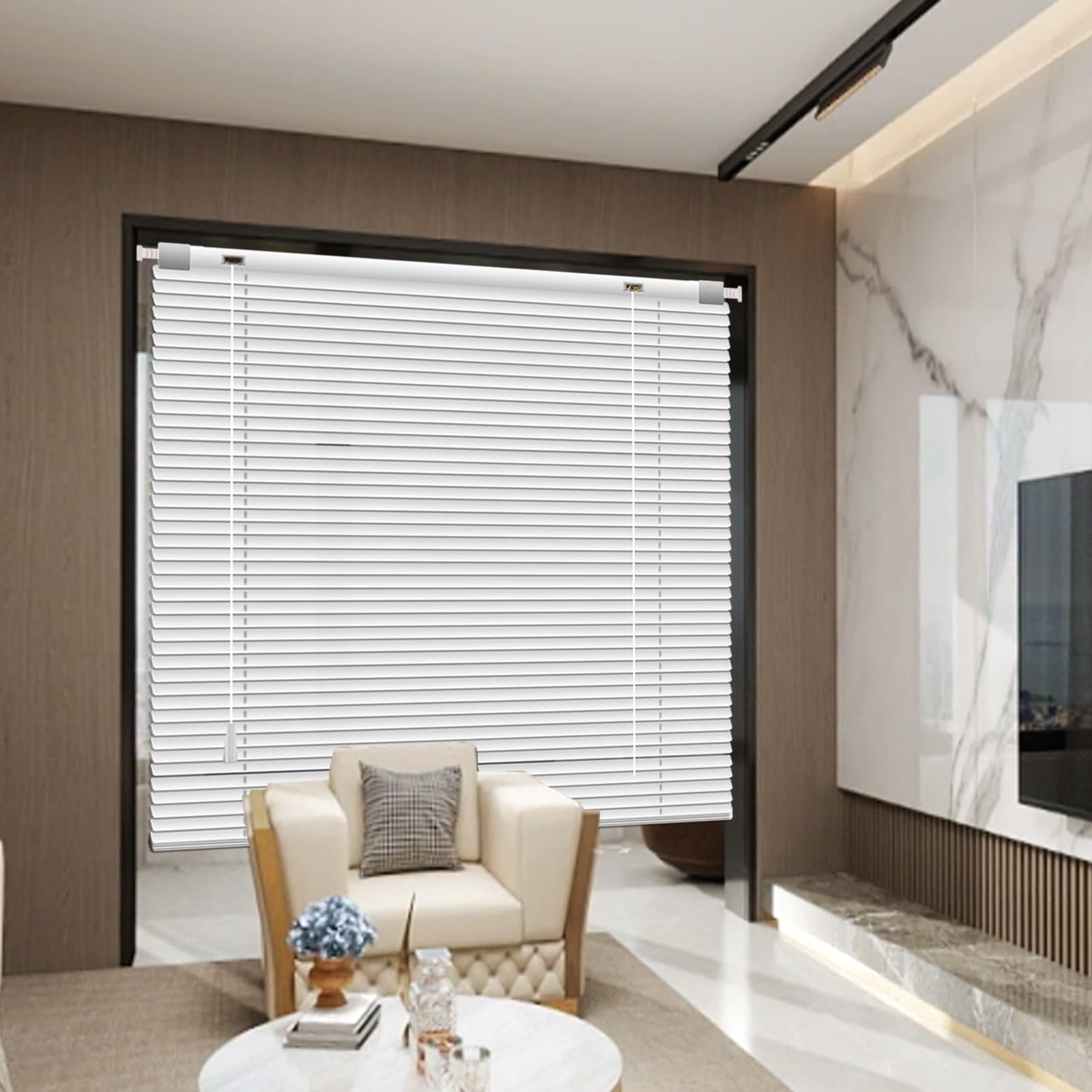 Width 65 x Length 33.5 inches (85 cm) Blind Curtain Tension, Blackout Blinds, Aluminum Blinds for Bathroom Easy Installation No Drilling Required, Custom Dimmable, Blinds Tightened Suitable Places