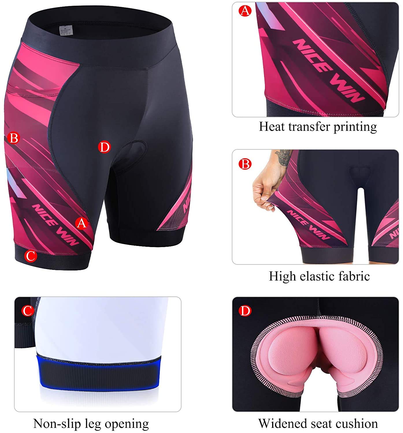 NICEWIN Pantalones de Ciclismo para Mujer