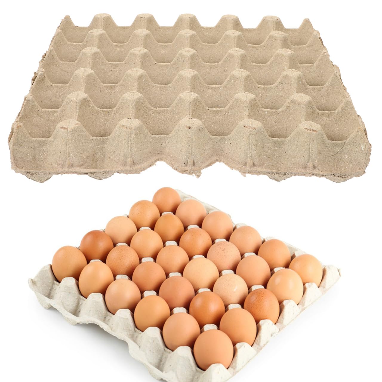 MAGICLULU Carton D'Œufs Vide Réutilisable 5 Pièces Boîte À Œufs En Pâte À Papier 30 Alvéoles Plateau Empilable Pour Réfrigérateur Protection Des Œufs Contre Chocs Et Écrasement