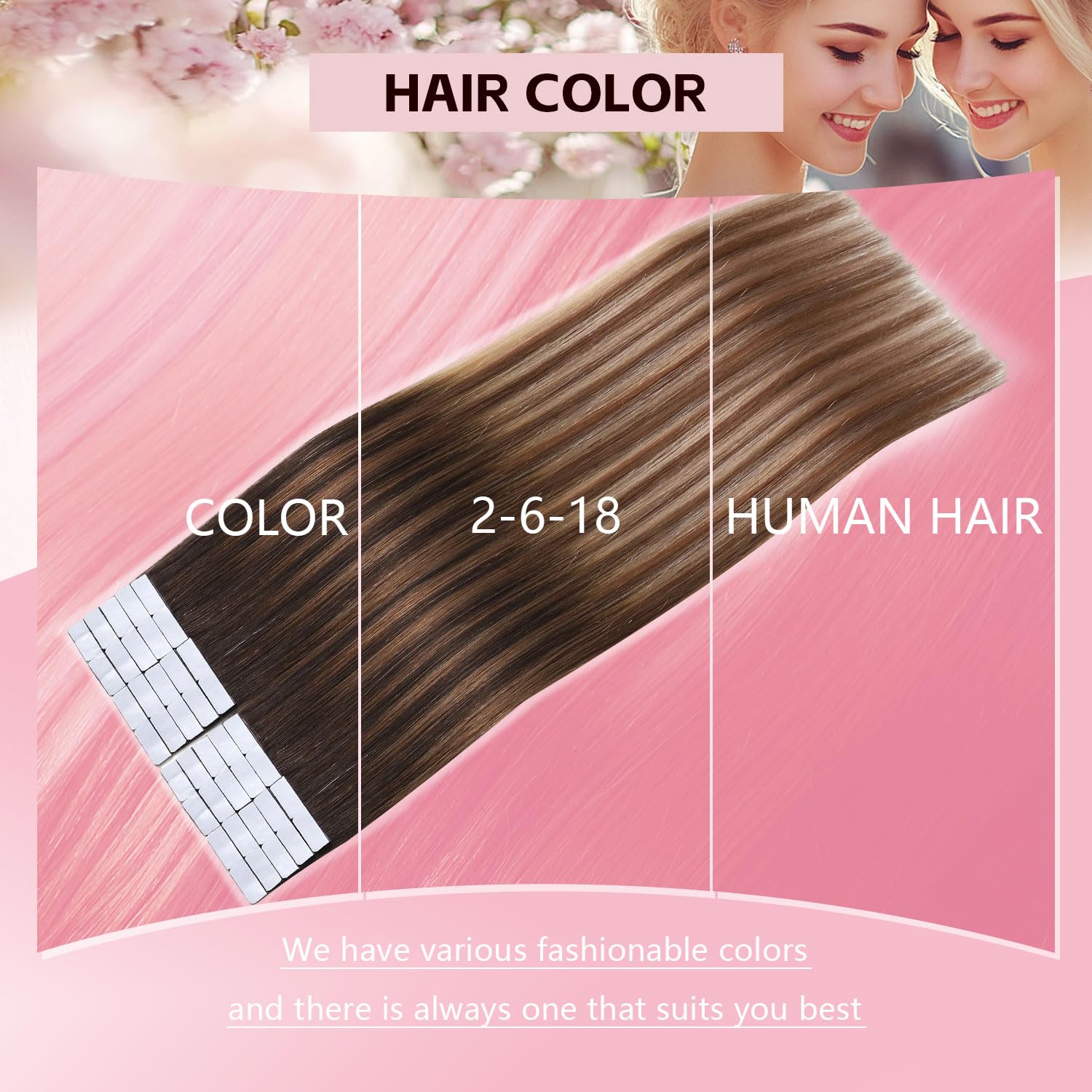 Invisible Tape in Hair Extensions Real Human Hair 3rd-Generation #2/6/18 Dark Brown to Dirty Blonde Color 20pcs 30g 14inch Injected Hand-Tied Invisi Edge Tape ins Extension（#2/6/18-14inch）