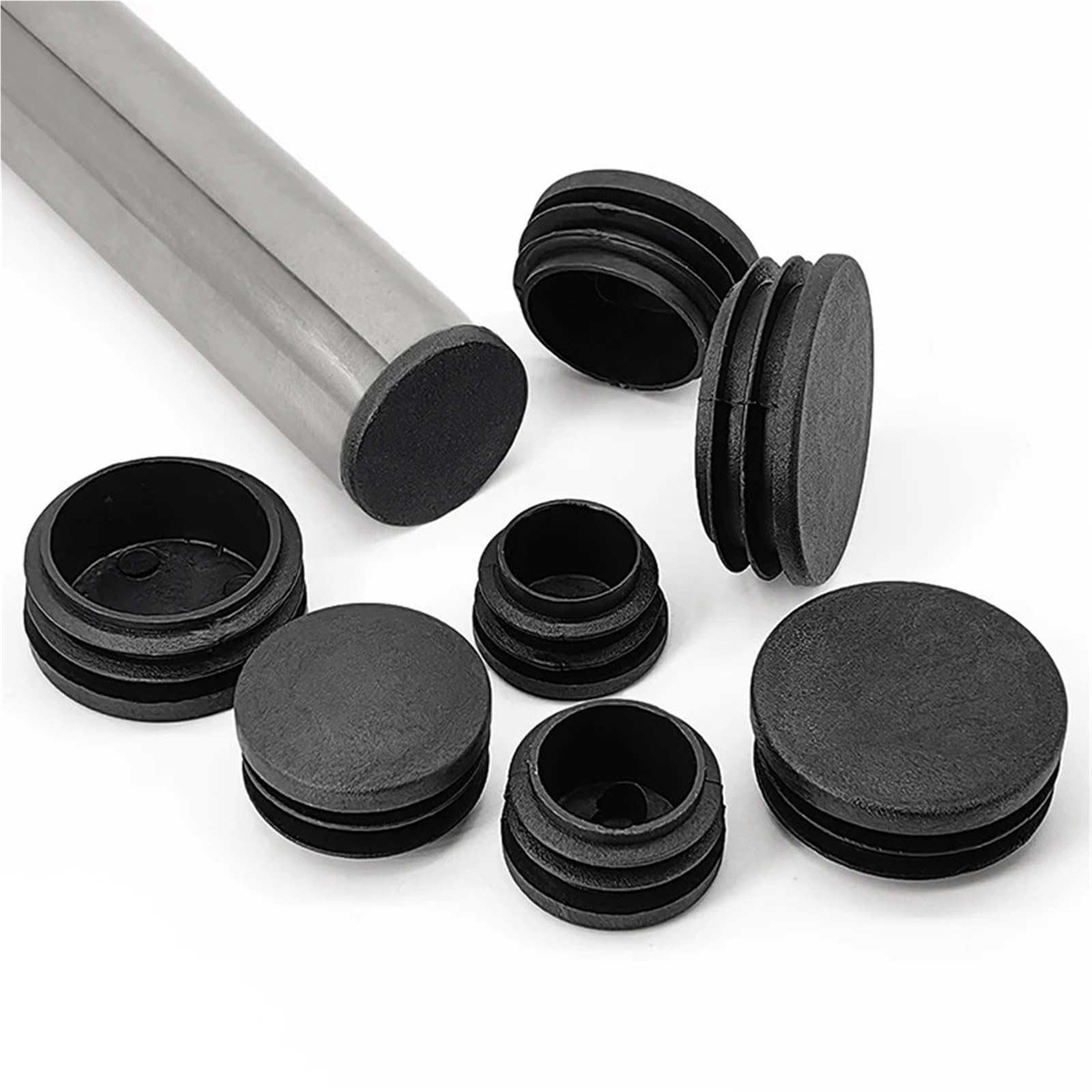MULANGDI 4/10Pcs Dia M12-76mm Tube Pipe Inserts Plug Bung Insert Stopper For Chair Leg Pipe Tapon Tubo Redondo Black Round Plastic Blanking End Cap(4 Pcs,74mm)