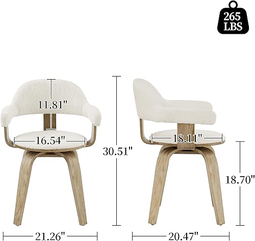 Miniatura 2 de Art Leon Silla de escritorio sin ruedas, moderna silla giratoria de mediados de siglo, silla tapizada de piel sintética para oficina en casa con