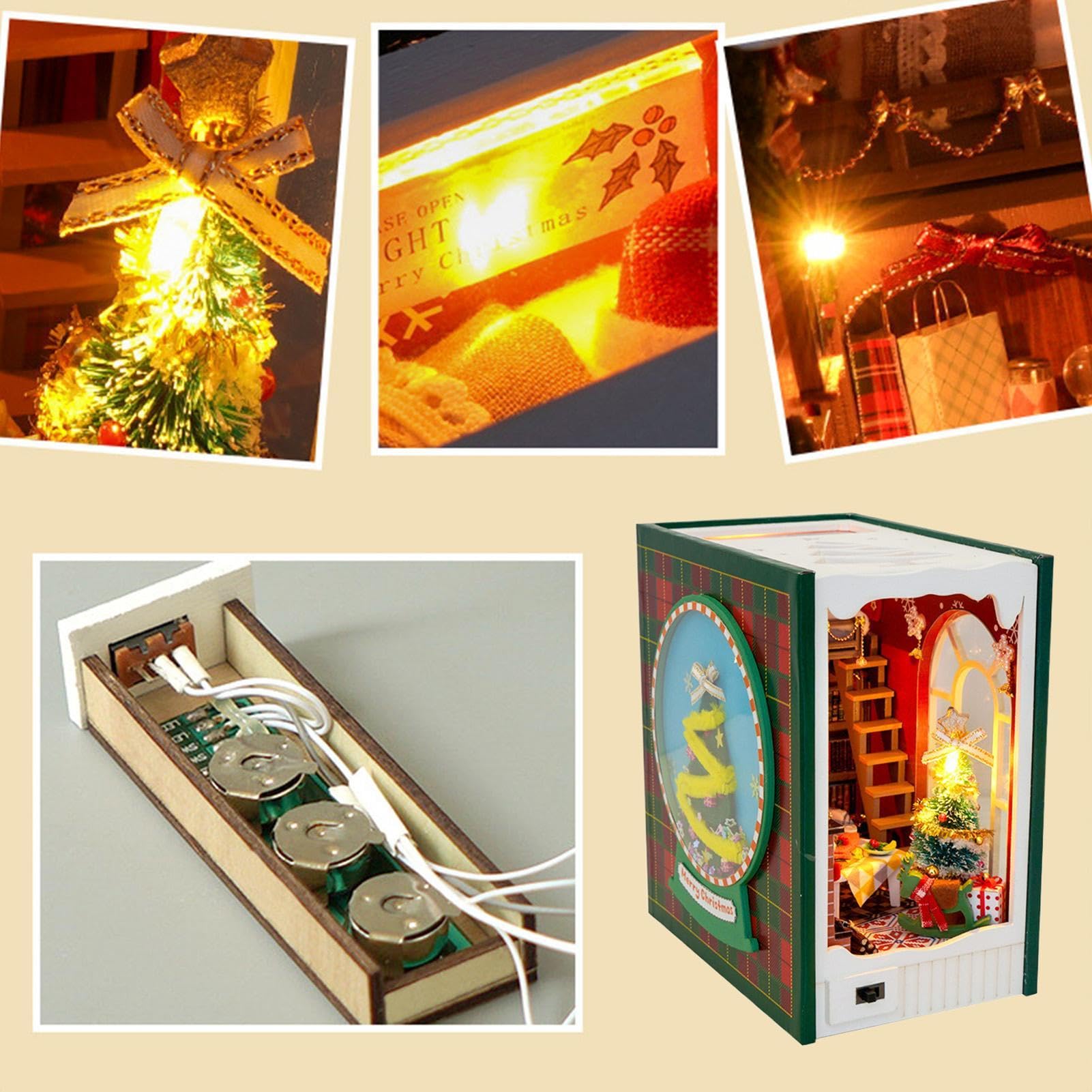 Kit per casa delle bambole in miniatura, decorazione artistica per la casa | Casa di Natale a LED, per compleanno, soggiorno, camera da letto, tavolo, scrivania, cucina, ufficio, bambini