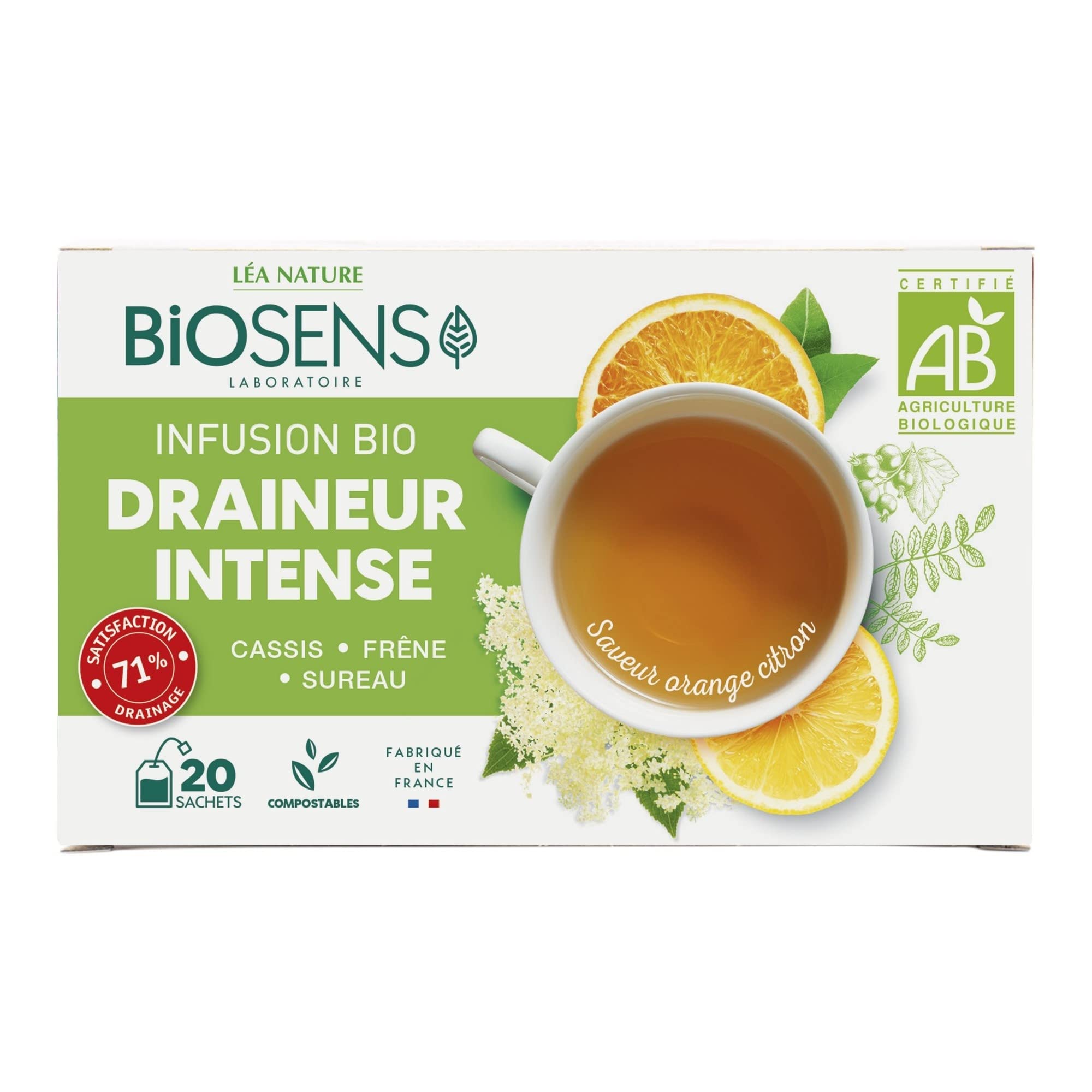 Infusion Draineur Bio – Cassis, Frêne, Sureau – 20 Sachets