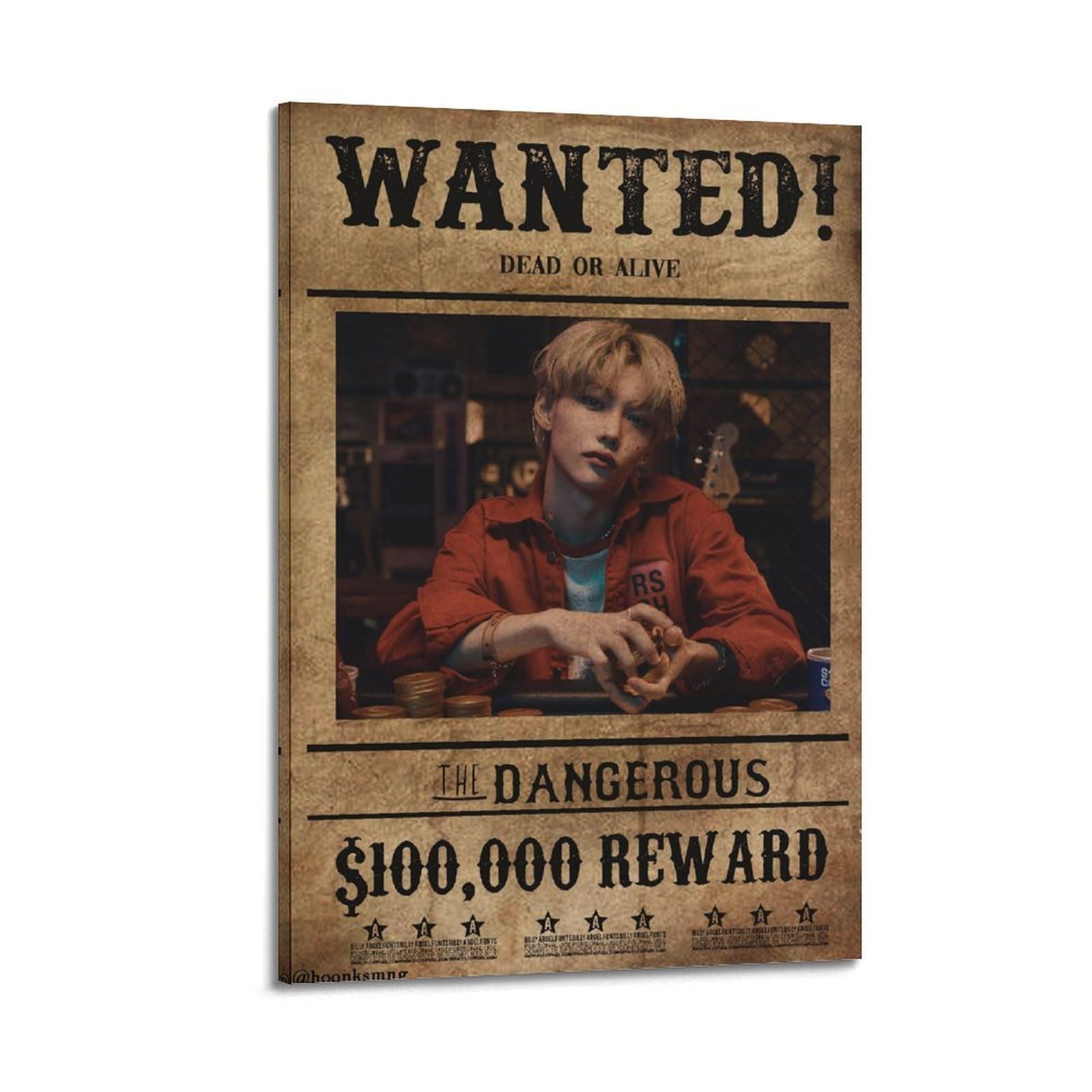 Vintage Poster South Korea Singer Stray Kids Wanted Canvas Poster And Wall Art Modern Family Bedroom Gym Office Decor Gift 12x18inch(30x45cm) Frame-style