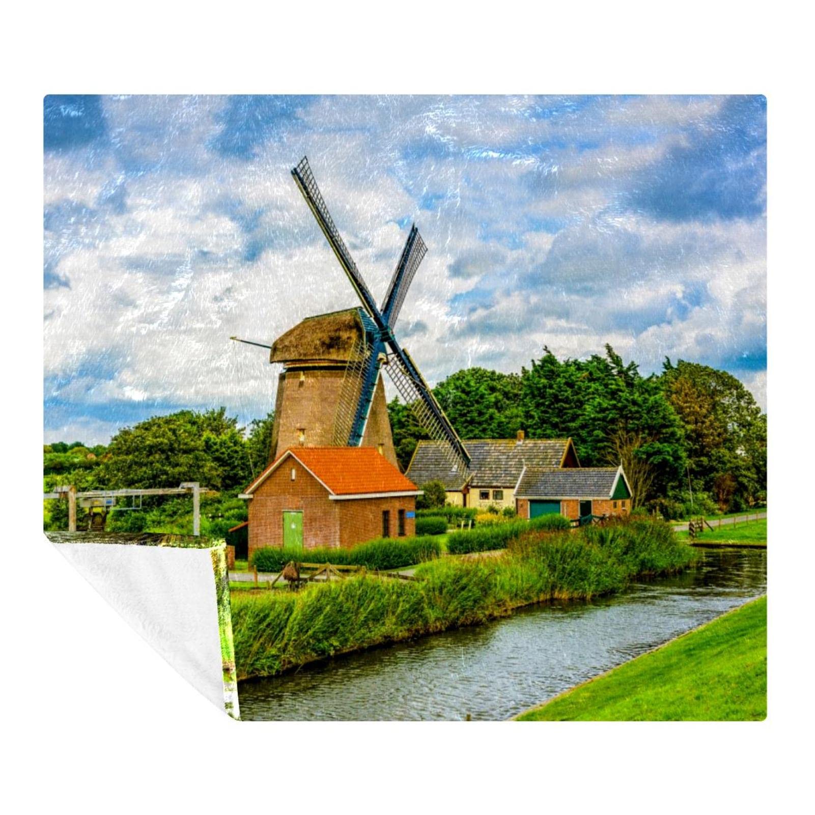 Couverture polaire légère microfibre Windmill plaid doux lit canapé voyage 150x130