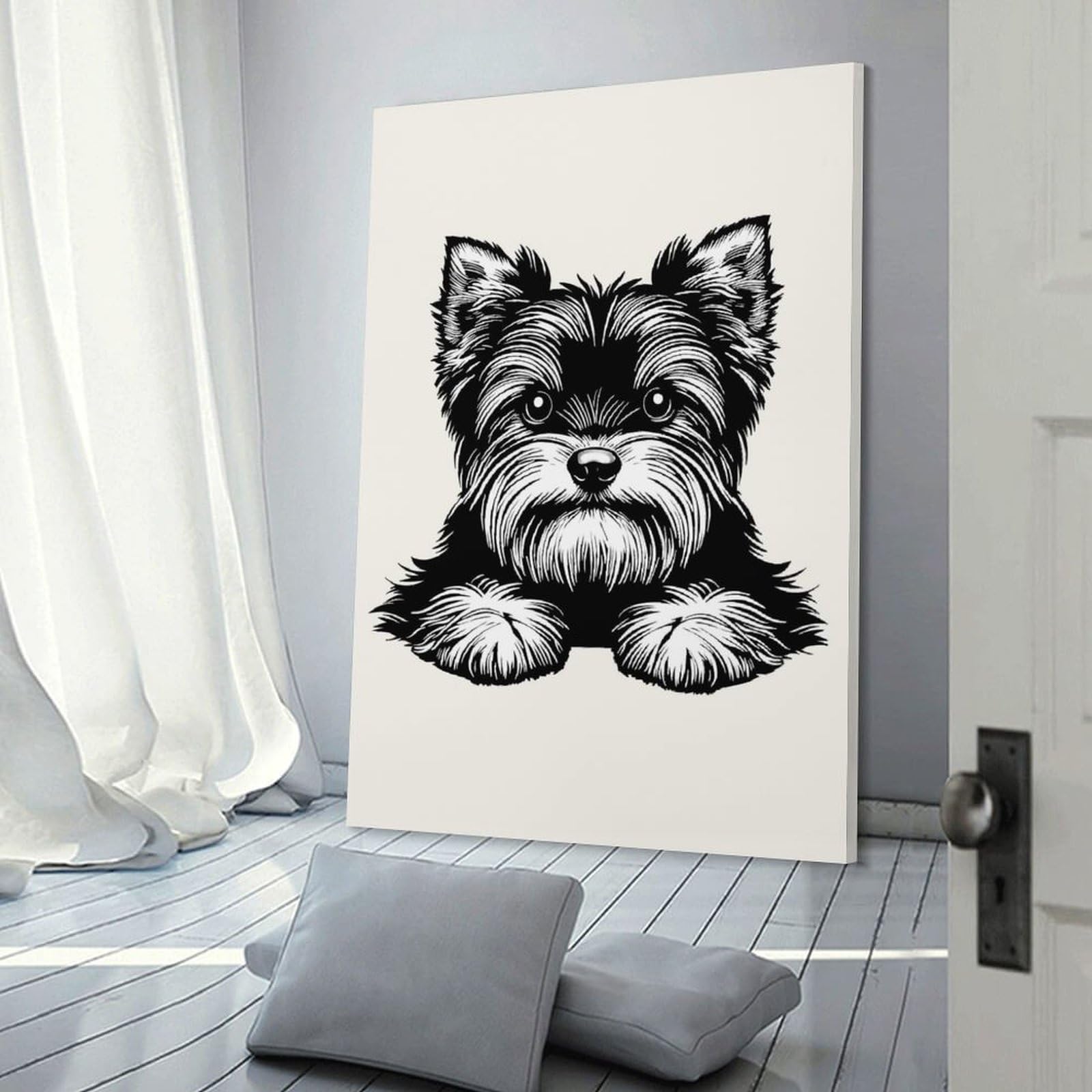 Junmoney Canvas Wall Decor Yorkshire Terrier(3), 20x30inch(50x75cm), for Flats, Guest Rooms Or Compact Rooms, A Simple Refresh for Blank Walls