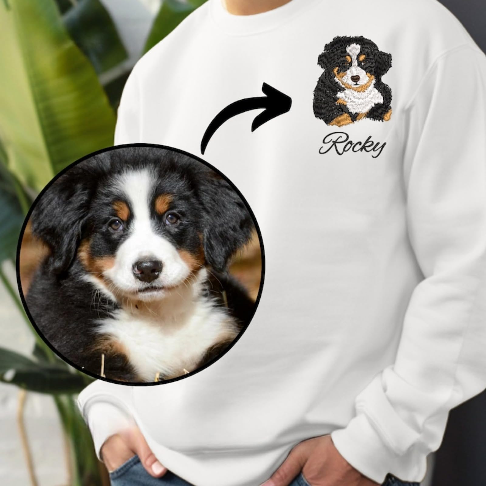 Sudadera bordada con cara de mascota, sudadera con capucha con foto de perro, sudadera con capucha bordada personalizada para mascotas, regalos para papá y perro, camiseta personalizada con nombre de