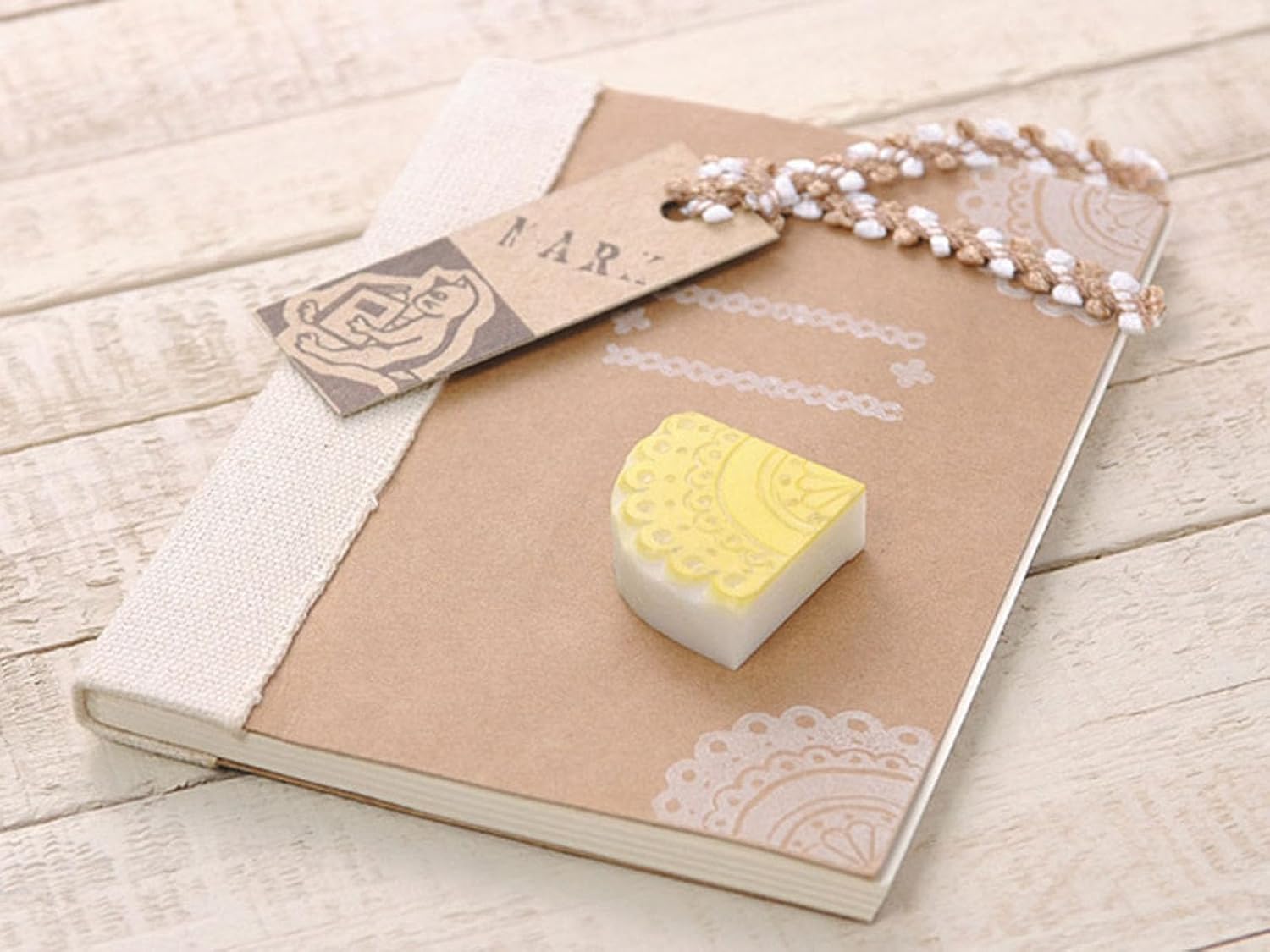 KH-HN1A-5P Seed Eraser Hanko Horu Navi Postcard Size, Yellow x White, 5 Pieces