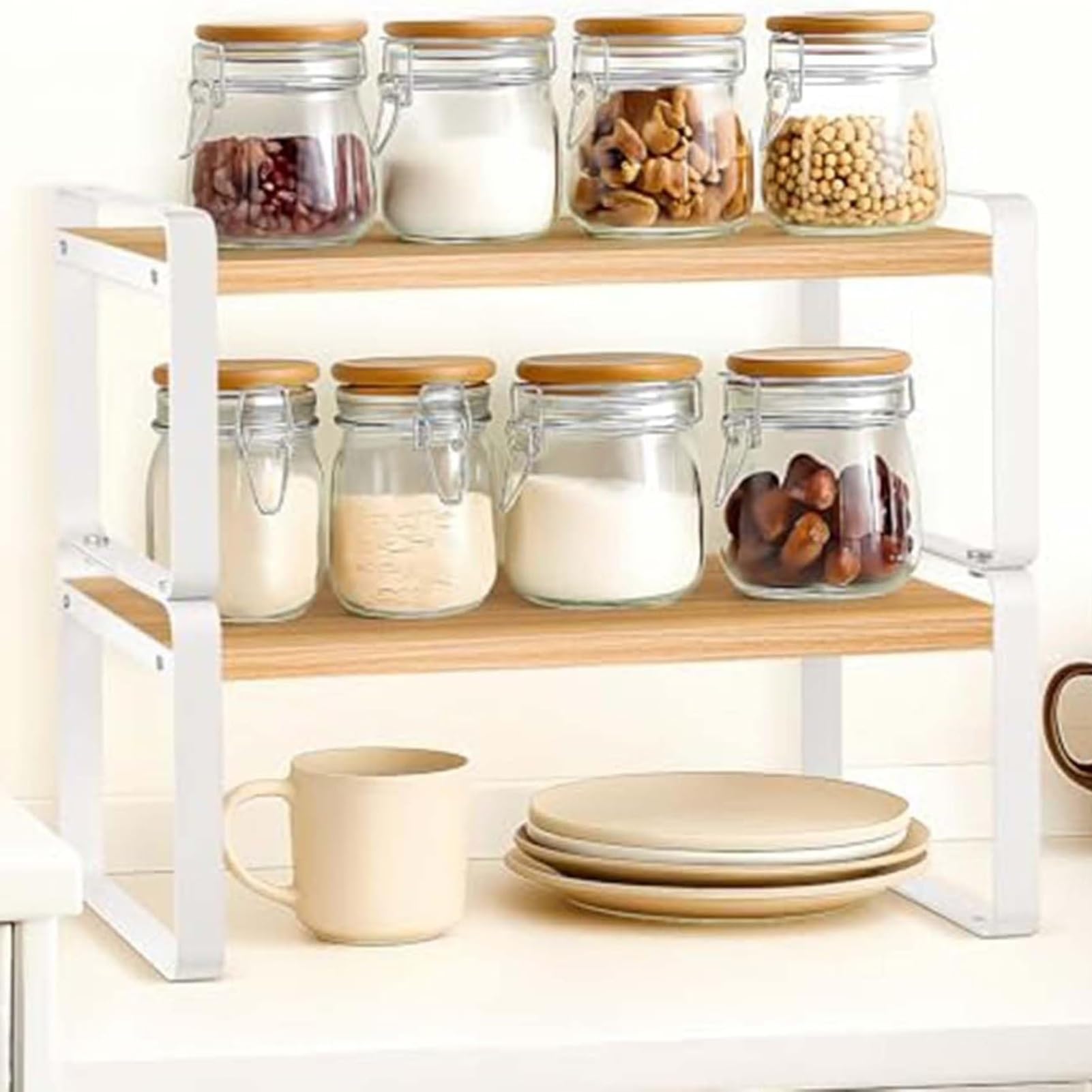 Libreria Da Appoggio In Legno - Scaffale Organizer Da Scrivania Per Ufficio, Libreria Multiuso Per Piccoli Spazi, Supporto Da Tavolo, Scaffale Portaoggetti Per Ufficio