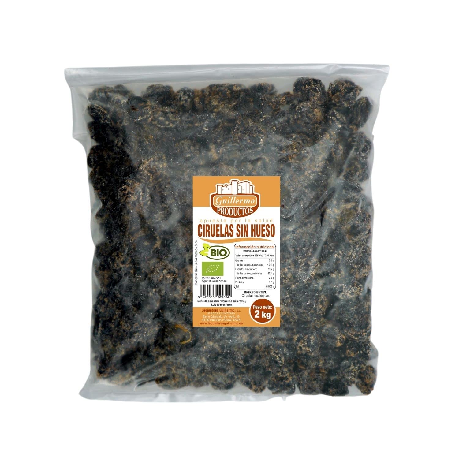 Guillermo | Ciruelas sin hueso BIO - Bolsa de 2 kg. | 100% ecológicas | Previene y combate el estreñimiento | Elevados niveles de potasio y calcio
