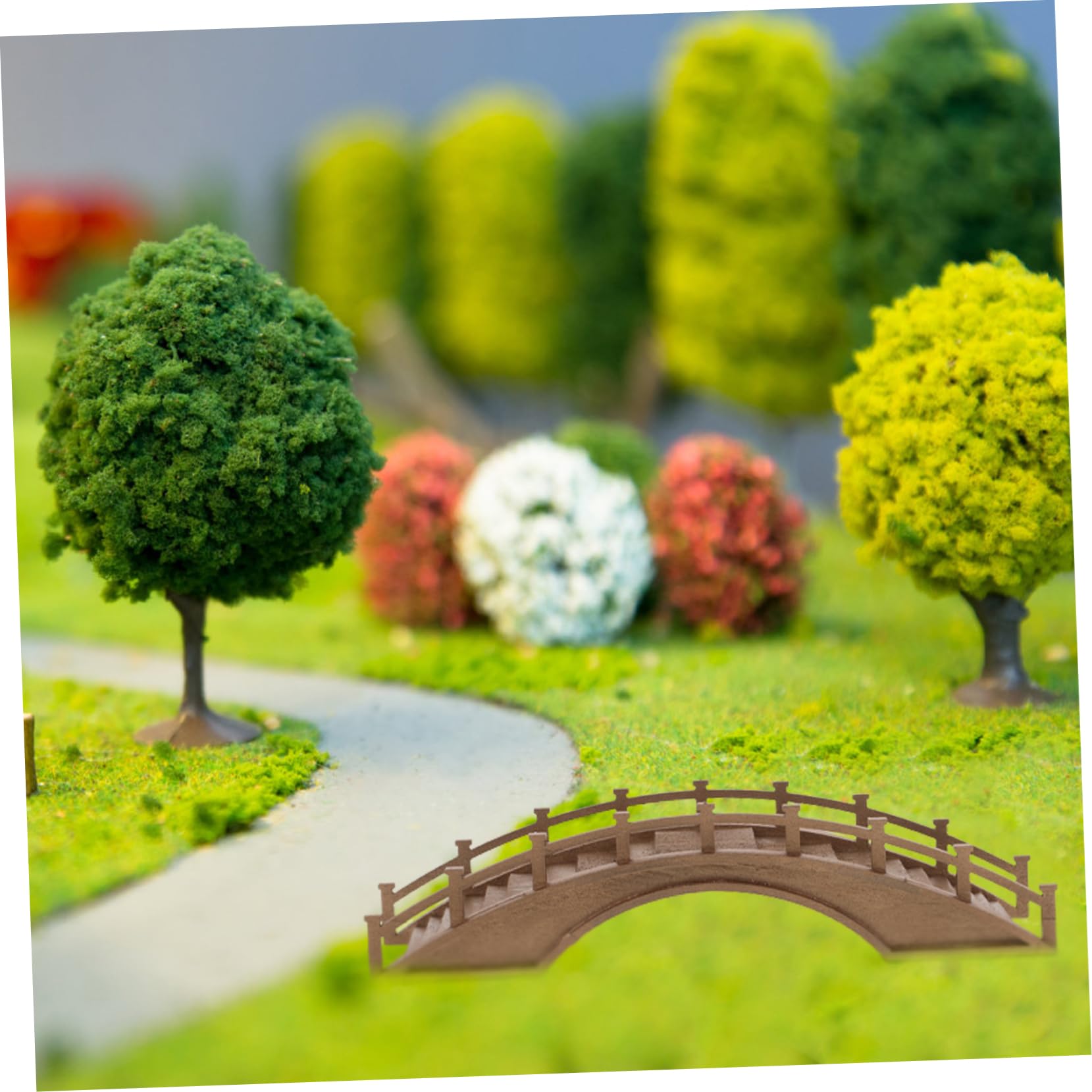 Sosoport Miniatur Holzbogenbrücke Gartendekoration Terrasse Gartenskulptur Robuste Mittlere Holzbrücke für Mikrolandschaften Outdoor Deko Gartenmodell