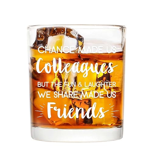 Modwnfy Chance Made Us Colleagues Whisky Glasses, Funny Gifts for Coworker,Christmas Gifts for Coworkers Employee, Gifts for Co-worker for Birthday Employee Appreciation Farewell Goodbye, 10oz