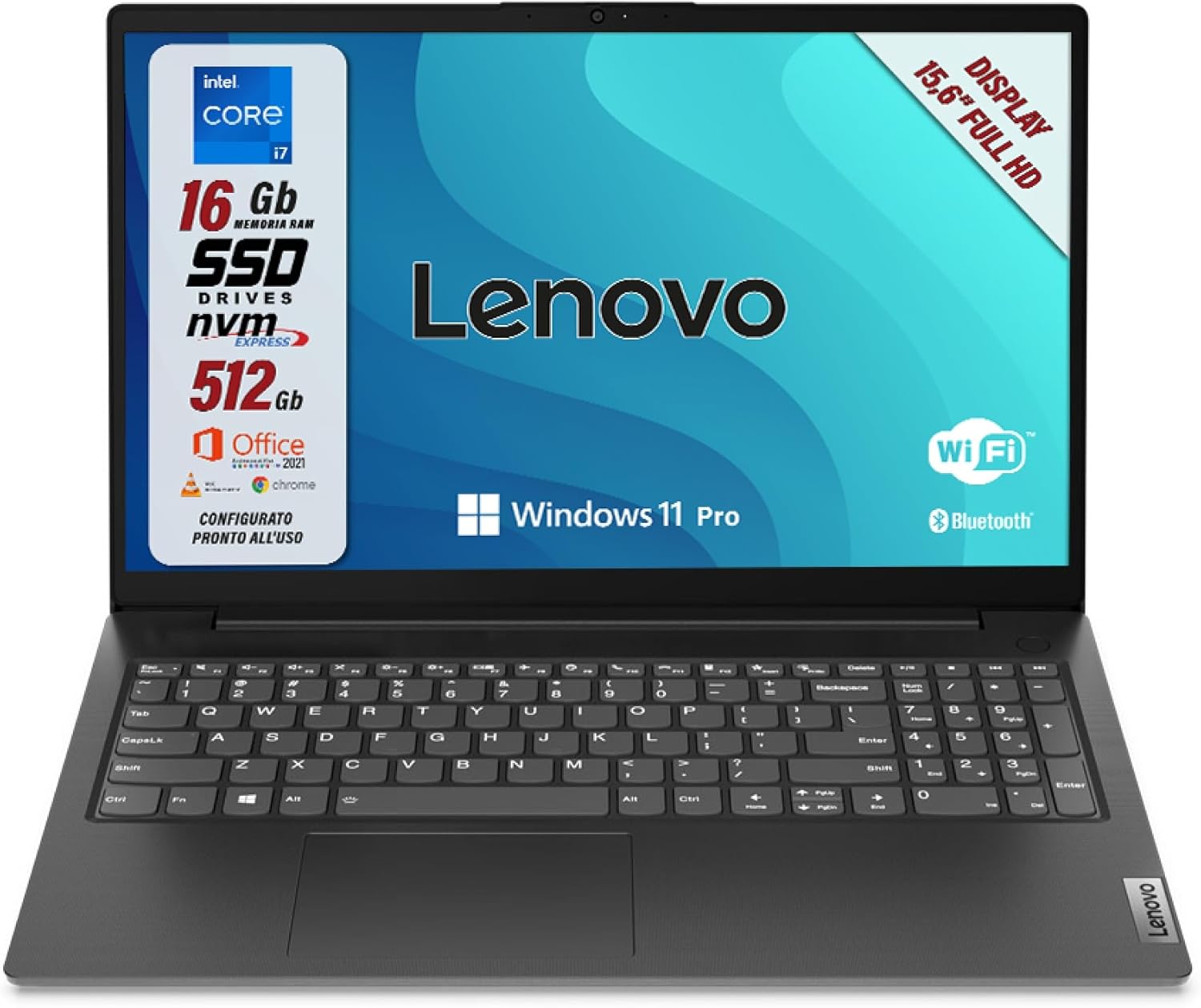 Lenovo, pc portatile notebook pronto alluso, cpu Intel i7 11Th gen, 4 core 2,8Ghz, ram 16Gb, SSD nvme 512Gb, display Full hd da 15,6, Intel® Iris® Xe Graphics, win 11, suite office incluso Lenovo, pc portatile notebook pronto alluso, cpu Intel i7 11Th gen, 4 core 2,8Ghz, ram 16Gb, SSD nvme 512Gb, display Full hd da 15,6, Intel® Iris® Xe Graphics, win 11, suite office incluso