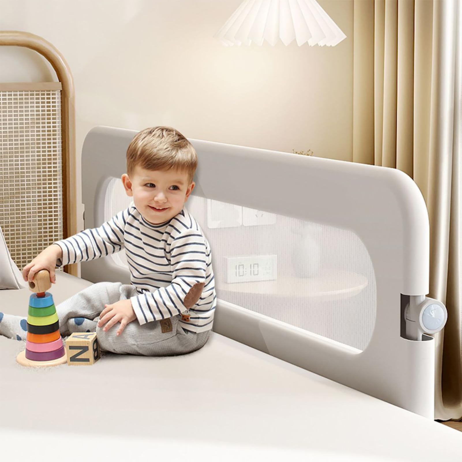 Riel para Cama de bebé, Protector de Cama Infantil Plegable de un Lado de 71 Pulgadas con Estructura Resistente para Viajes a Casa
