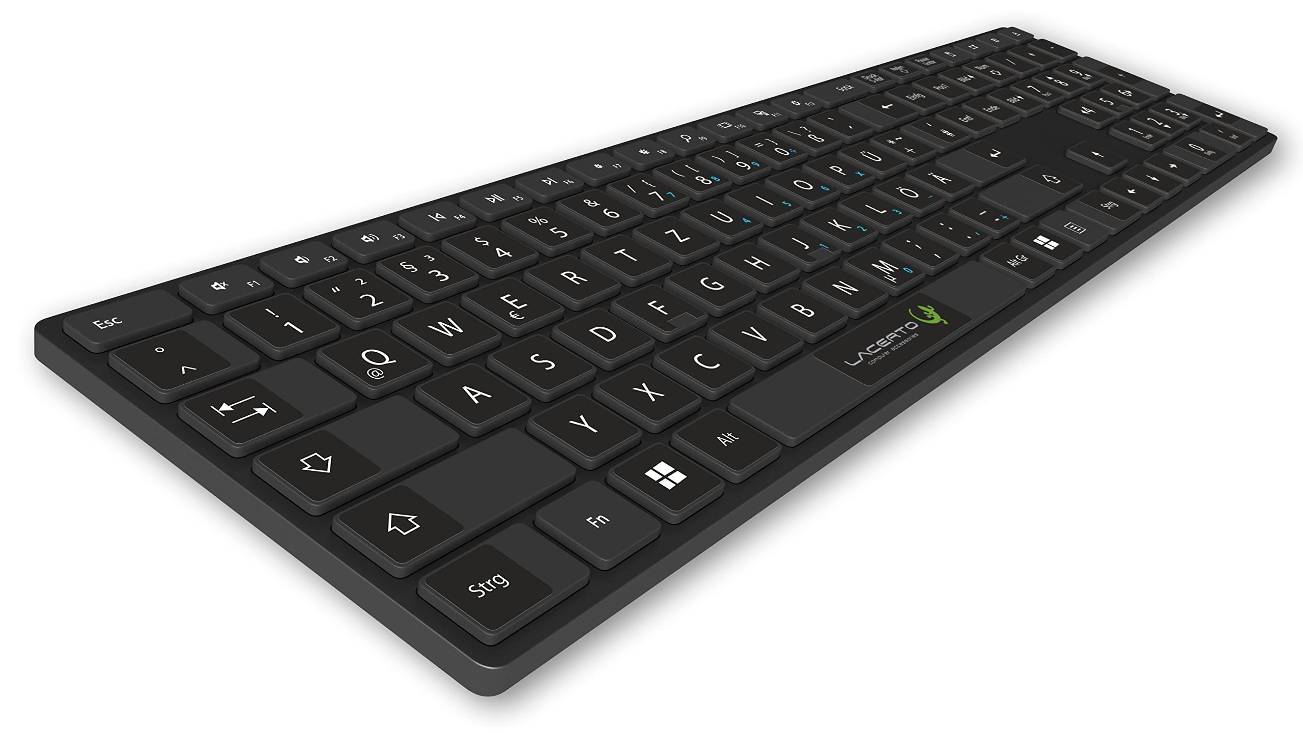 Pegatinas alemanas para teclados de ordenador y portátil | Set incluye teclas adicionales (15 x 15 mm, negro)