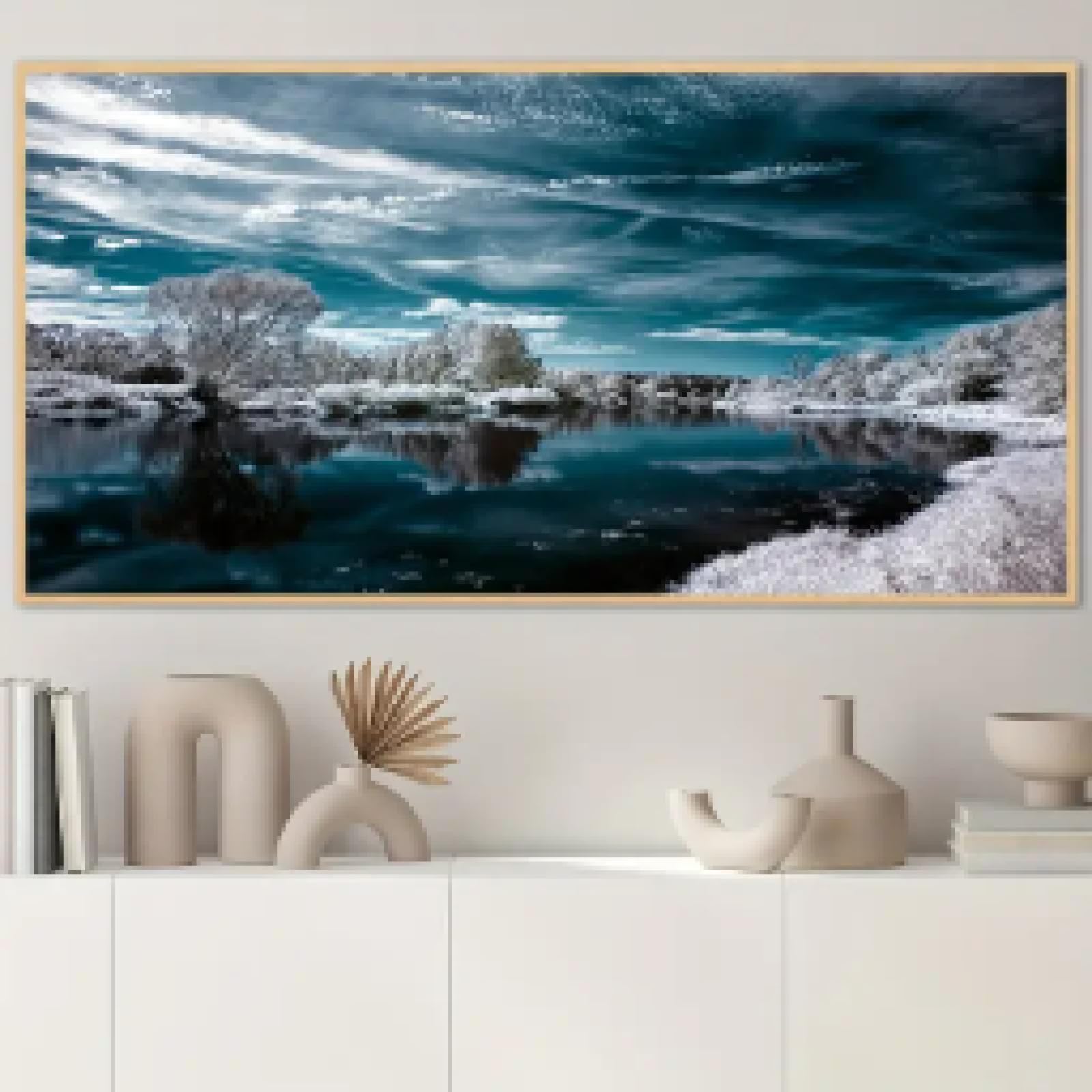 Affiche lac enneigé 40x80cm moderne pour salon - 8