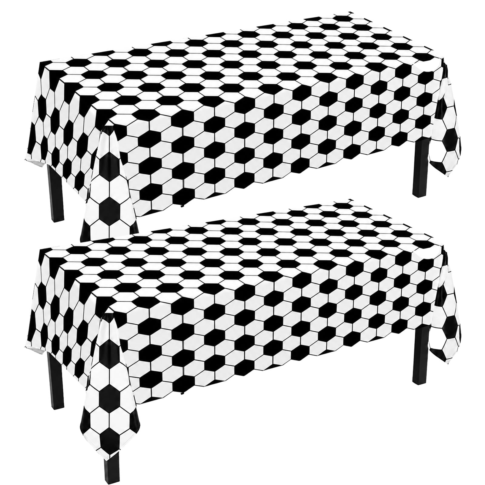 HOMAVEL 2Pcs Black White Football Table Cloth Party for World Cup 2026 Decorations, 137x274cm Rectangle Paper Football Pattern Tablecover for Match Day Sport Event Party Décor