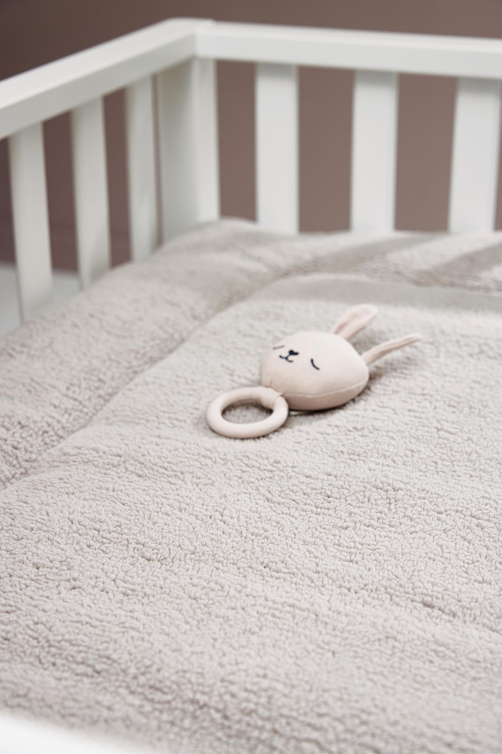 Meyco Laufgittereinlage Teddy, Baby Laufstall Einlage (Krabbelmatte für Babys, Spielmatte für Laufstall, besonders weich, 80 x 100 cm), Greige