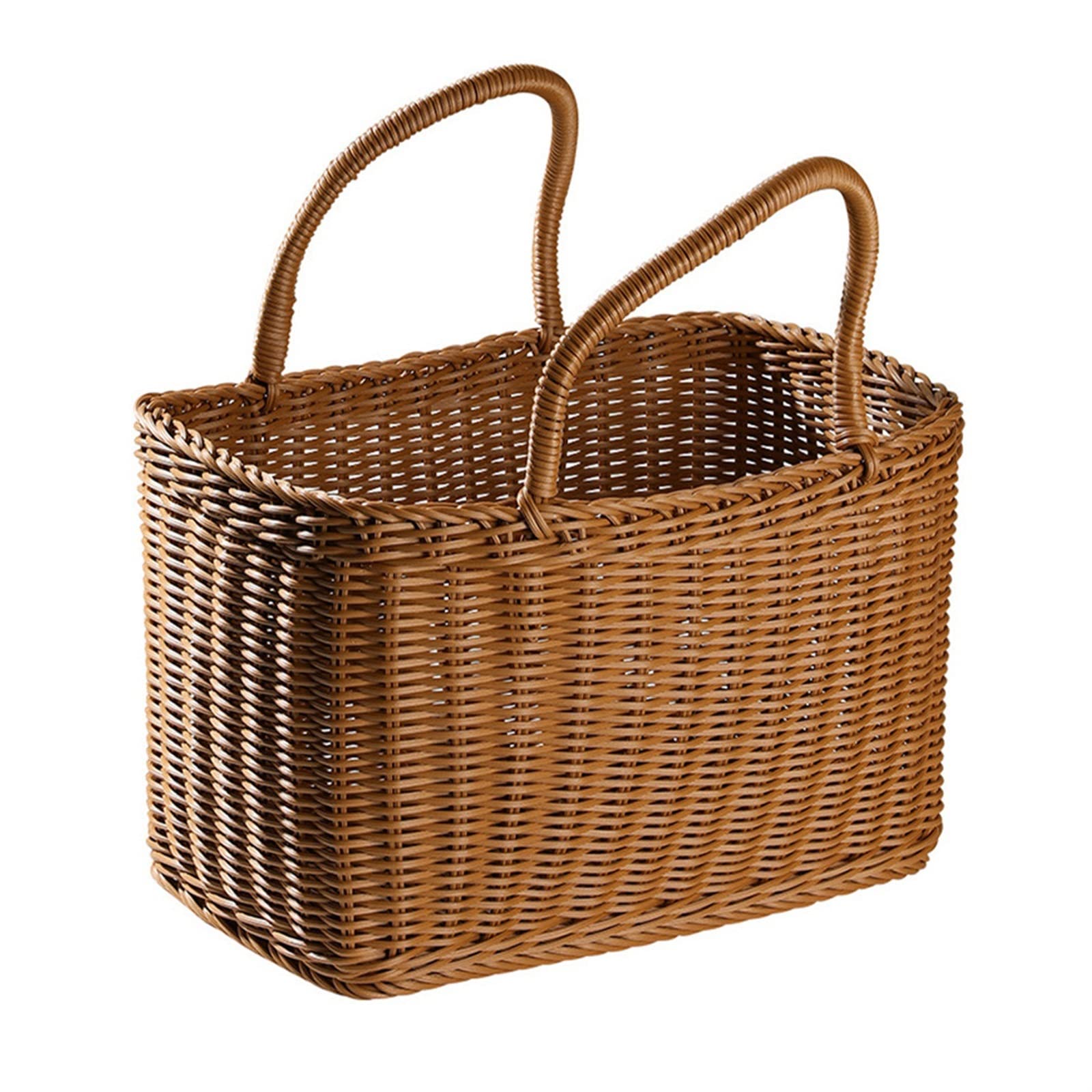 Paniers De Pique-Nique Panier en Osier Tressé Paniers De Rangement Sac Pique-Nique en Rotin Fleur Plage avec Poignée Paille Marché Fruits Fourre-Tout pour Les A，