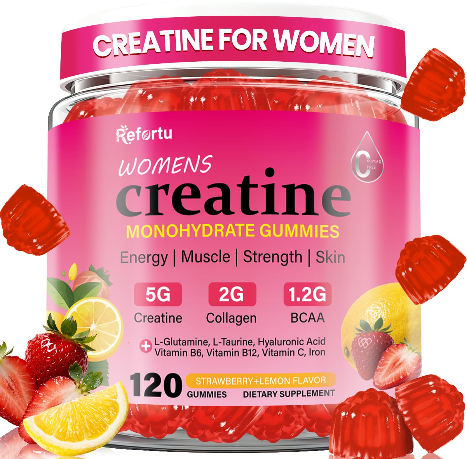 Creatine Gummies for Women 5g Creatine Monohydrate Gummies with 2g Collagen