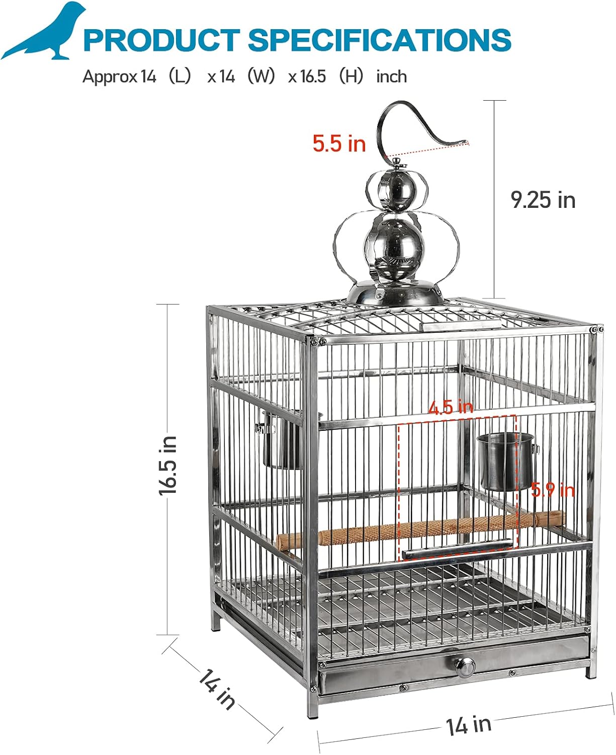 Lilithye Hanging Bird Cage Parakeet Cage Accessories Outdoor Pet Bird Travel Cages Perches with Stand for Conure Canary Parekettes Macaw Finch Cockatoo Budgie Cockatiels : Pet Supplies