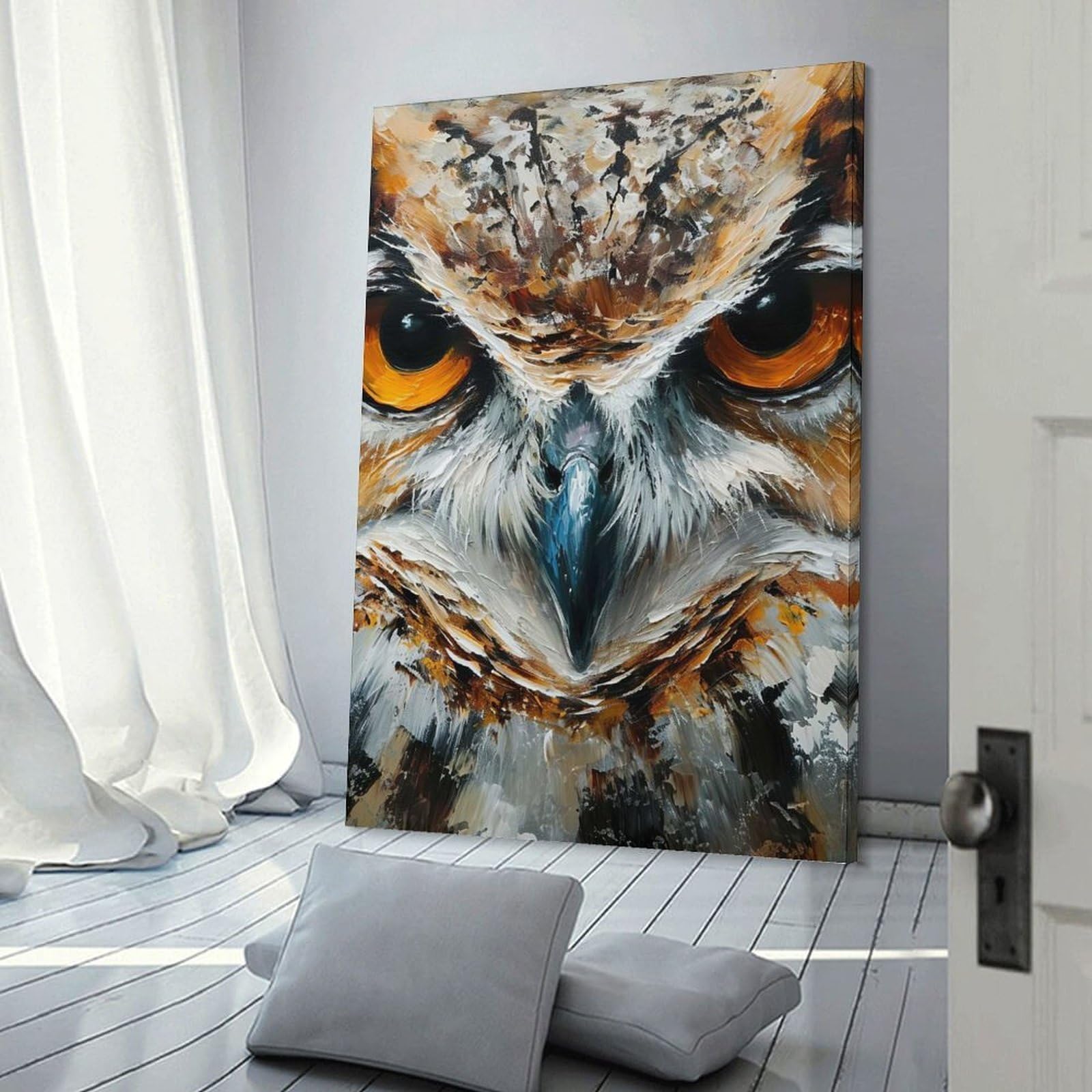 Junmoney Room Decor Wall Art Owl Portrait, 16x24inch(40x60cm), for Workspace Walls, Study Corners Or Bedrooms, A Smart Decor Choice for Study Walls