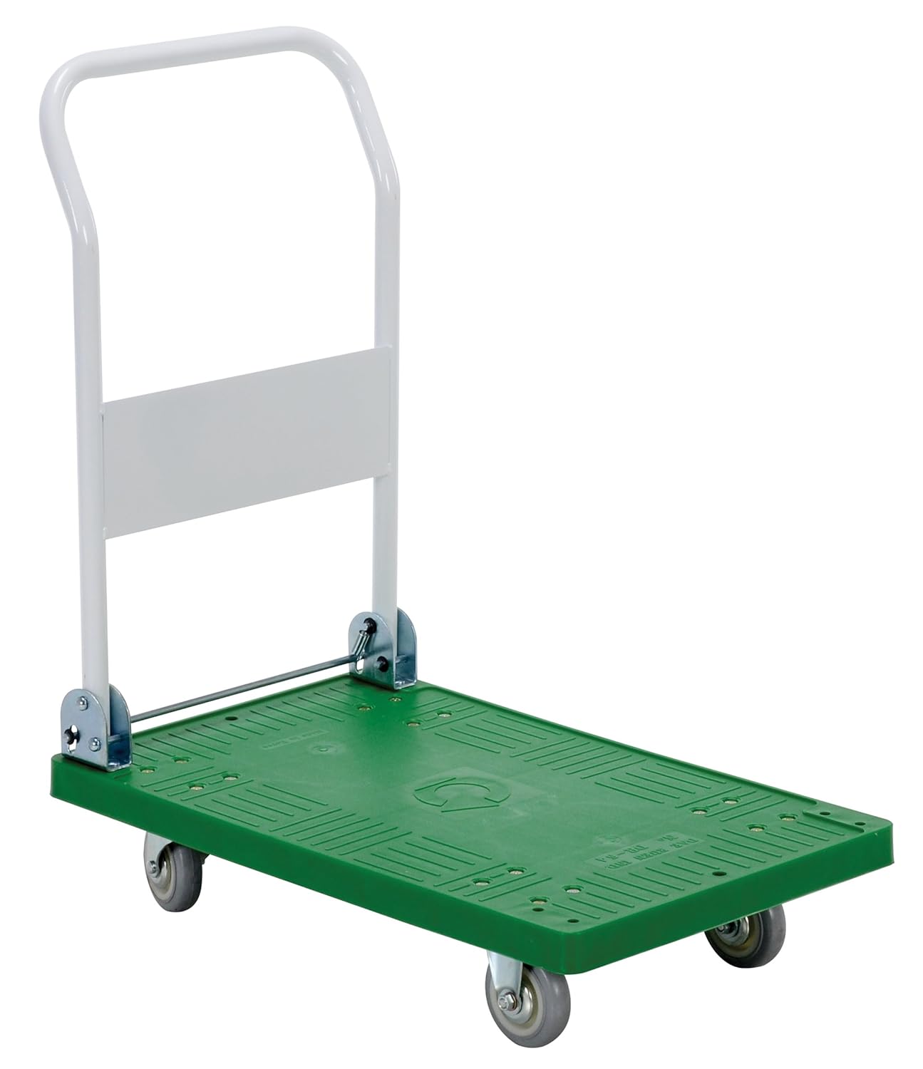 Vestil FPT-1830 Plastic Platform Truck with Fold Down Handle 18 In. x 30 In. 250 Lb. Capacity Green