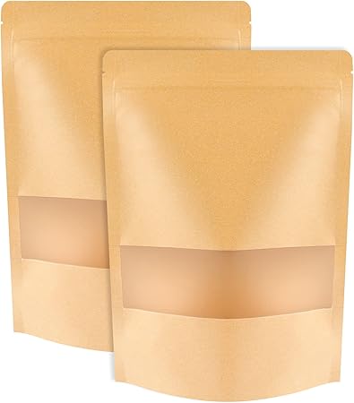 100 Pcs Kraft Stand Up Pouches 7.1 x 10.2 Inch