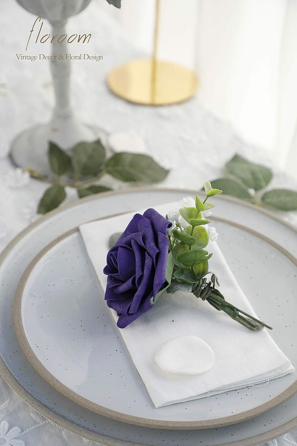 Floroom Artificial Flowers 25pcs Real Looking Lavender Purple Ombre Colors Foam Fake Roses with Stems for DIY Wedding Bouquets Bridal Shower Floral Centerpieces Party Tables Home Decorations - Image 6