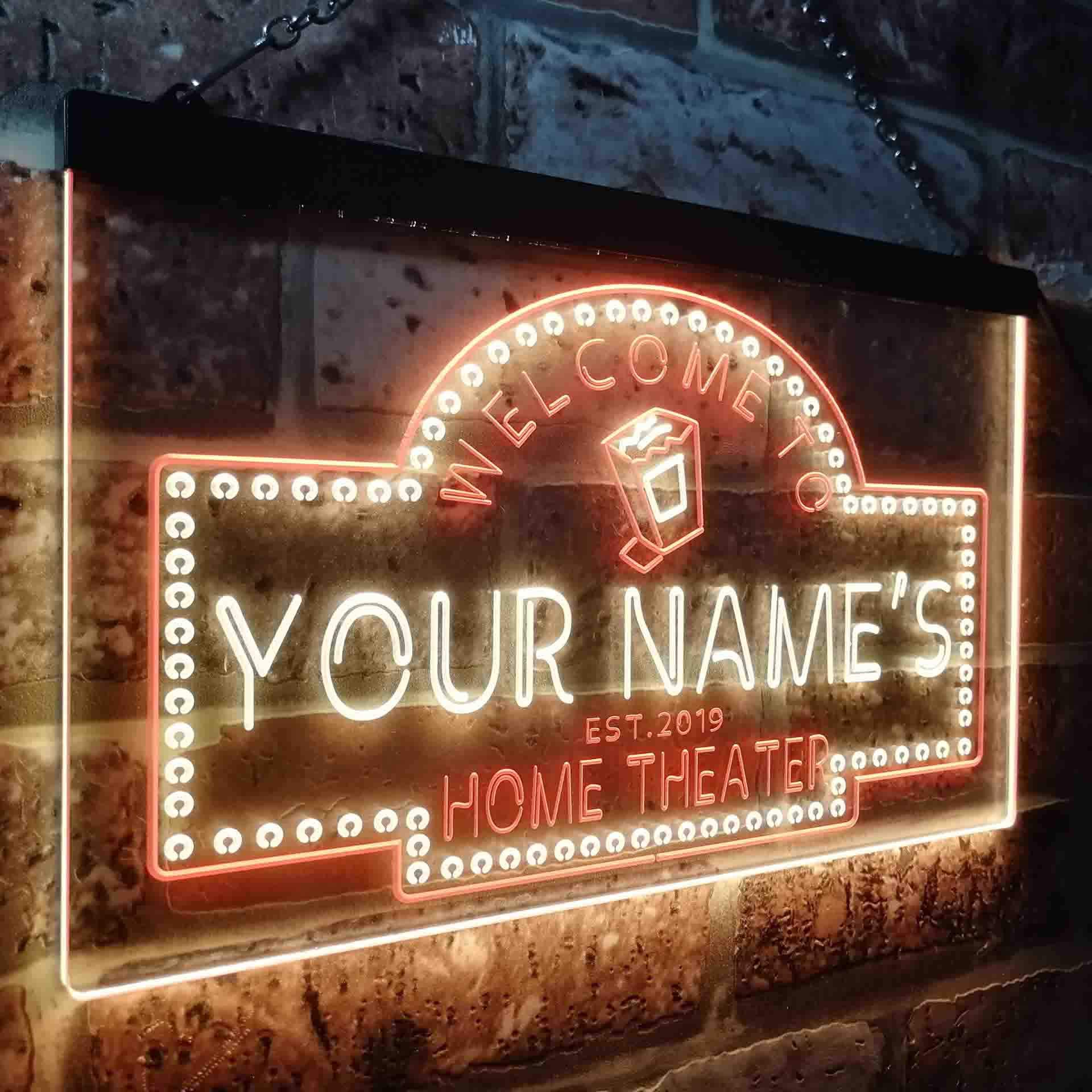 ADVPRO Personalized Your Name Est Year Theme Home Theater Cinema Dual Color LED Barlicht Neonlicht Lichtwerbung Neon Sign Rot & Gelb 400 x 300mm st6s43-ph2-tm-ry