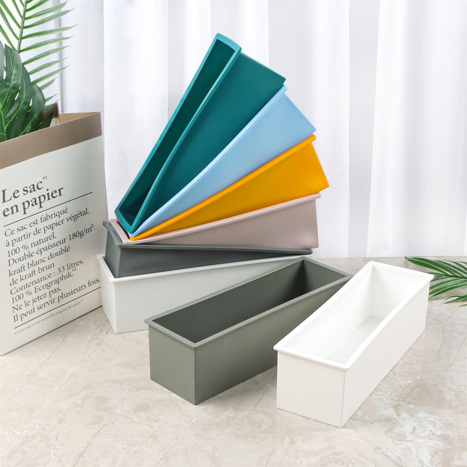 Zohuyar 2 PCs 42oz Silicone Soap Loaf Mold with Wood Box and Lid, Rectangular Loaf Soap Making Molds, Pinewood DIY Soap Making Tools for Total Homemade Soap Supplies, Yellow