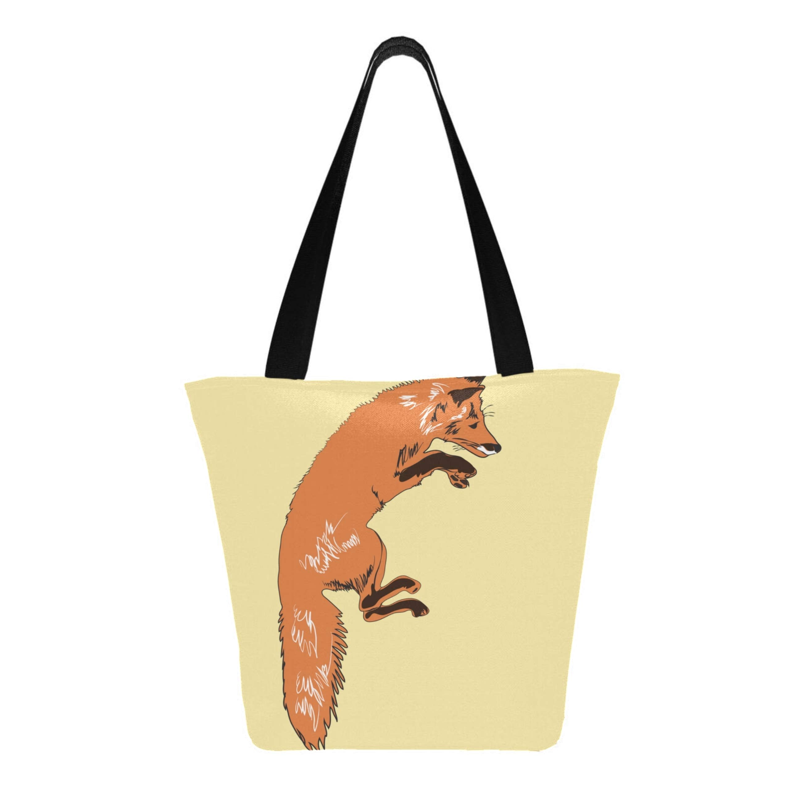 Jumping Fox Animal Design 11×7×13 Inch Machine Washable Sturdy Polyester Reusable Bags for Shopping Foldable Reusable Work Totes for Women for Shopping