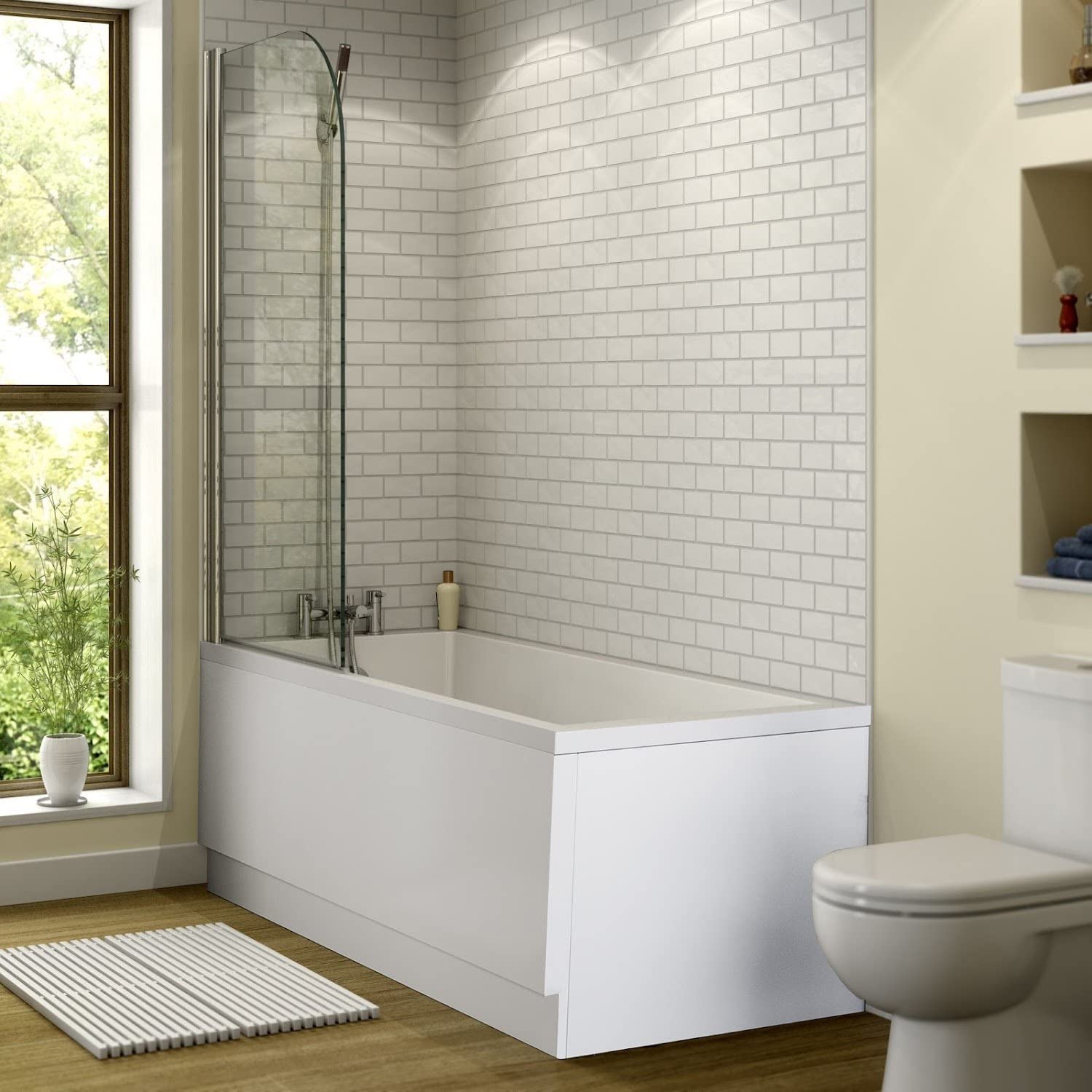 Buy 1800 x 800mm Single Ended Straight Square Bathtub Shower Bath Bathroom Suite Small Bath with