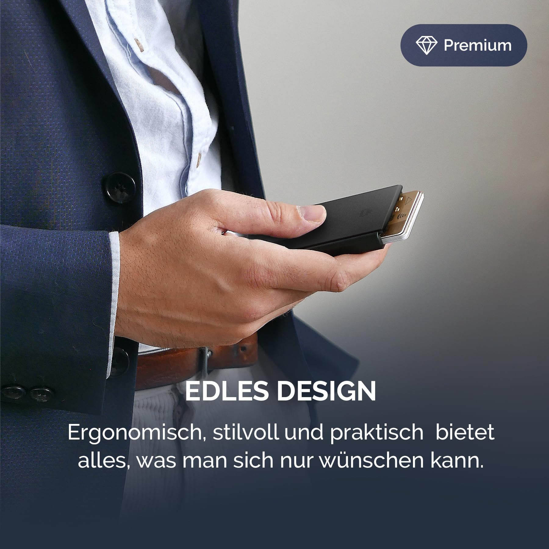 ÖGON -DESIGNS- Automatischer kartenhalter aus Aluminium mit RFID Schutz, originelle, schlanke und minimalistische geldbörse für Herren und Damen, kapazität 1 bis 6 Karten, Modell Slider