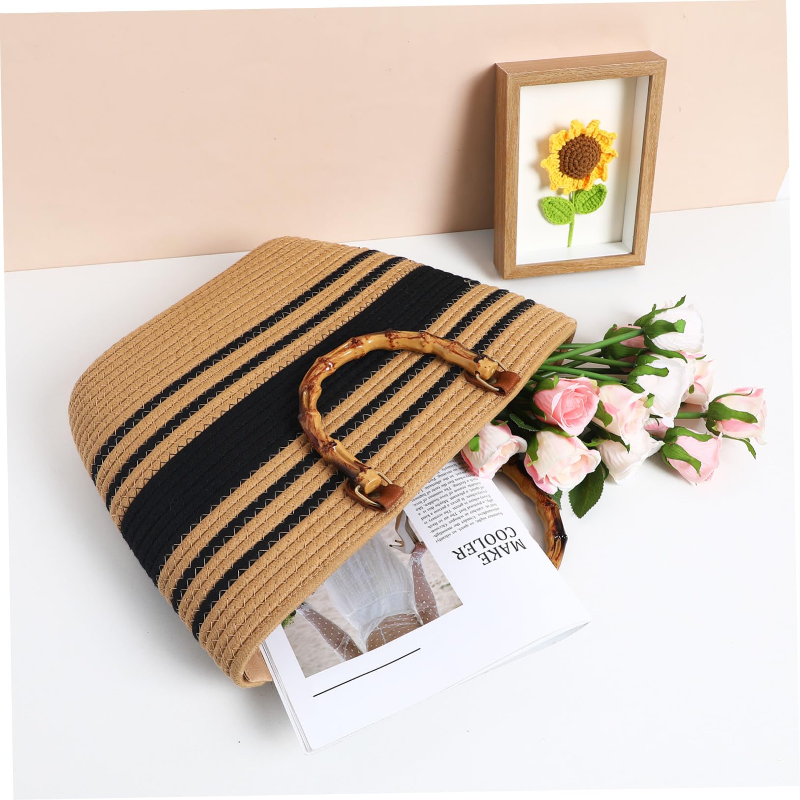 Healeved Borsa Tote Intrecciata da Donna in Paglia Naturale, Borsa a Mano e Tracolla Leggera per Spiaggia Estiva e Viaggi di Piacere, Ampia Capacità e Design Artigianale Unicità