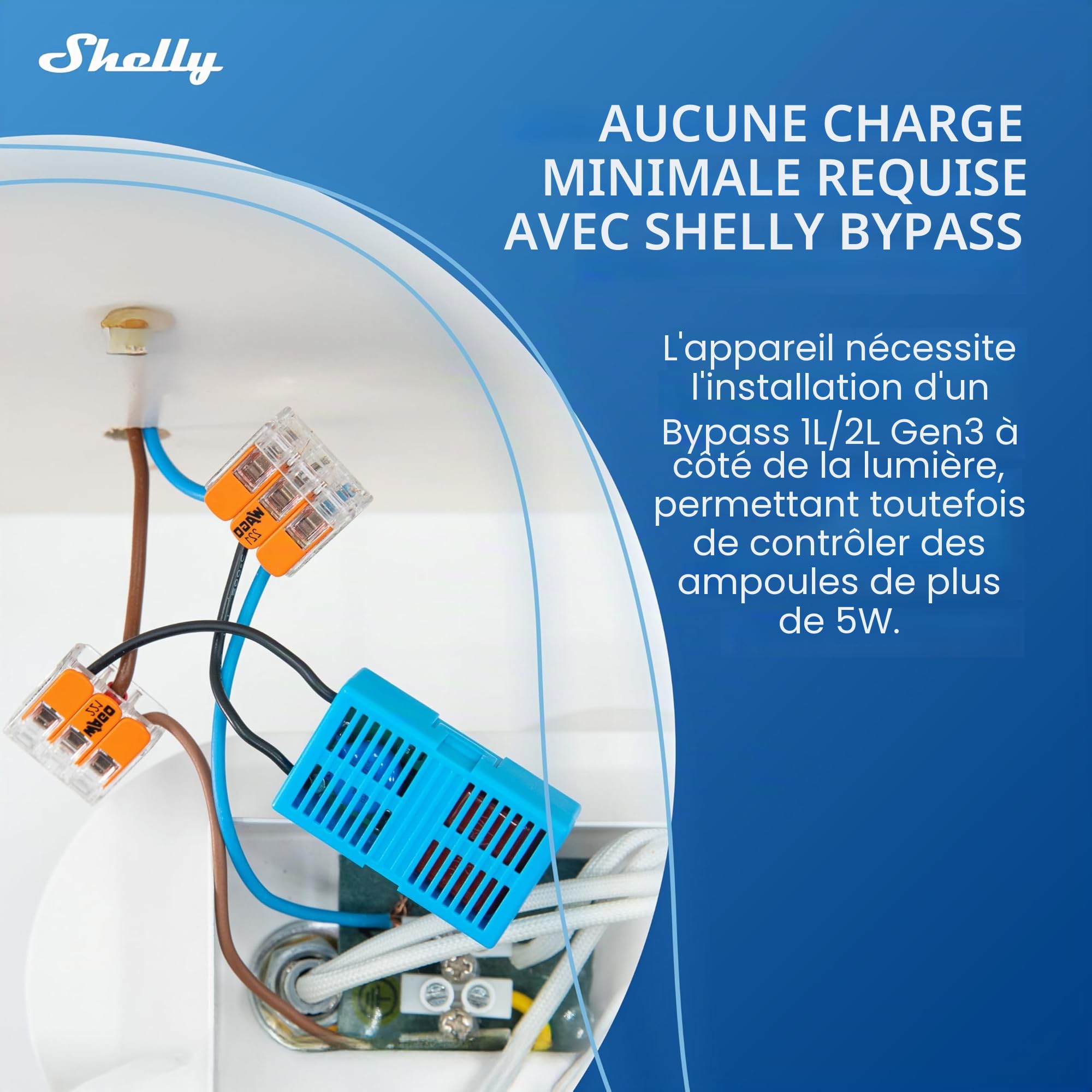 Shelly 1L Gen3 - Interrupteur connecté Wi-Fi 2.4 G, 1 canal 200 W, Fil Neutre non requis, Bypass 1L/2L inclus, Éclairage connecté, Contrôle à distance app, Compatible Alexa, Google Home, SmartThings