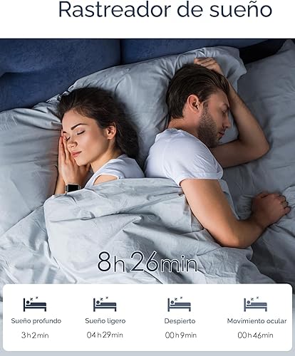 Vista 5 de GRV - Reloj inteligente para teléfonos iOS y Android, unisex, con IP68 impermeable, rastreador de actividad física con monitor de ritmo cardíaco