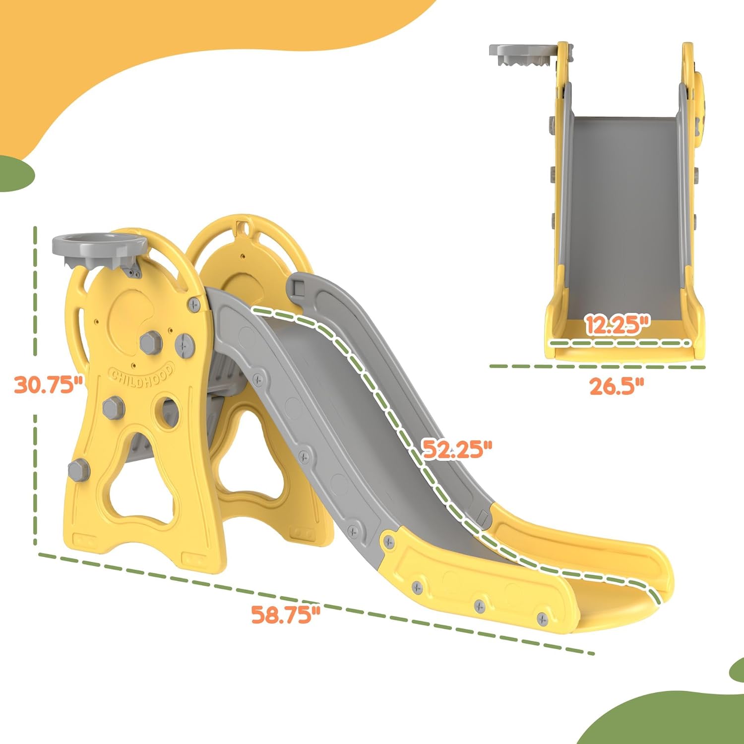 3-in-1 Toddler Slide Set with Climber and Basketball Hoop