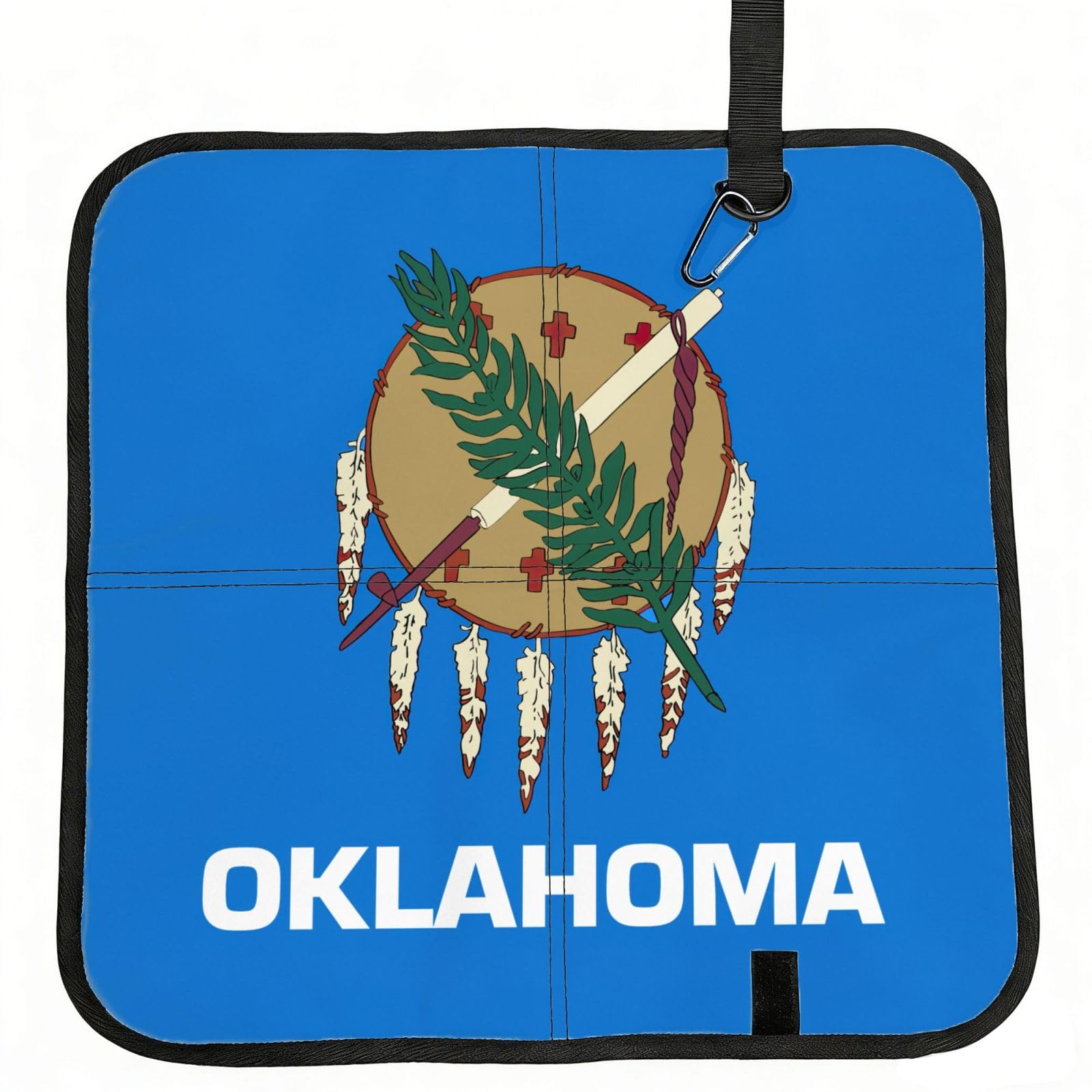 bghdfa Oklahoma State Flag Print Outdoor Sitting Mat Waterproof Oxford Cloth Seat Cushion Folding Foam Camping Seat For Picnic