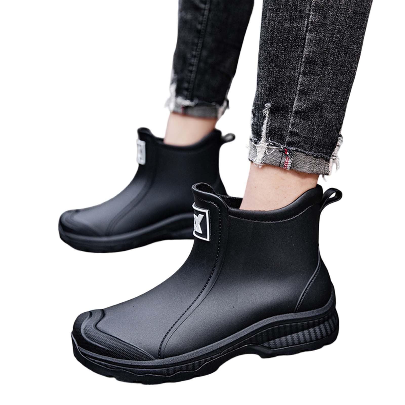 Men's Rain Shoes for Outdoor Activities Comfortable Slip Rubber Boots Ideal for Gardening Fishing Hiking and (Black, 7.5)