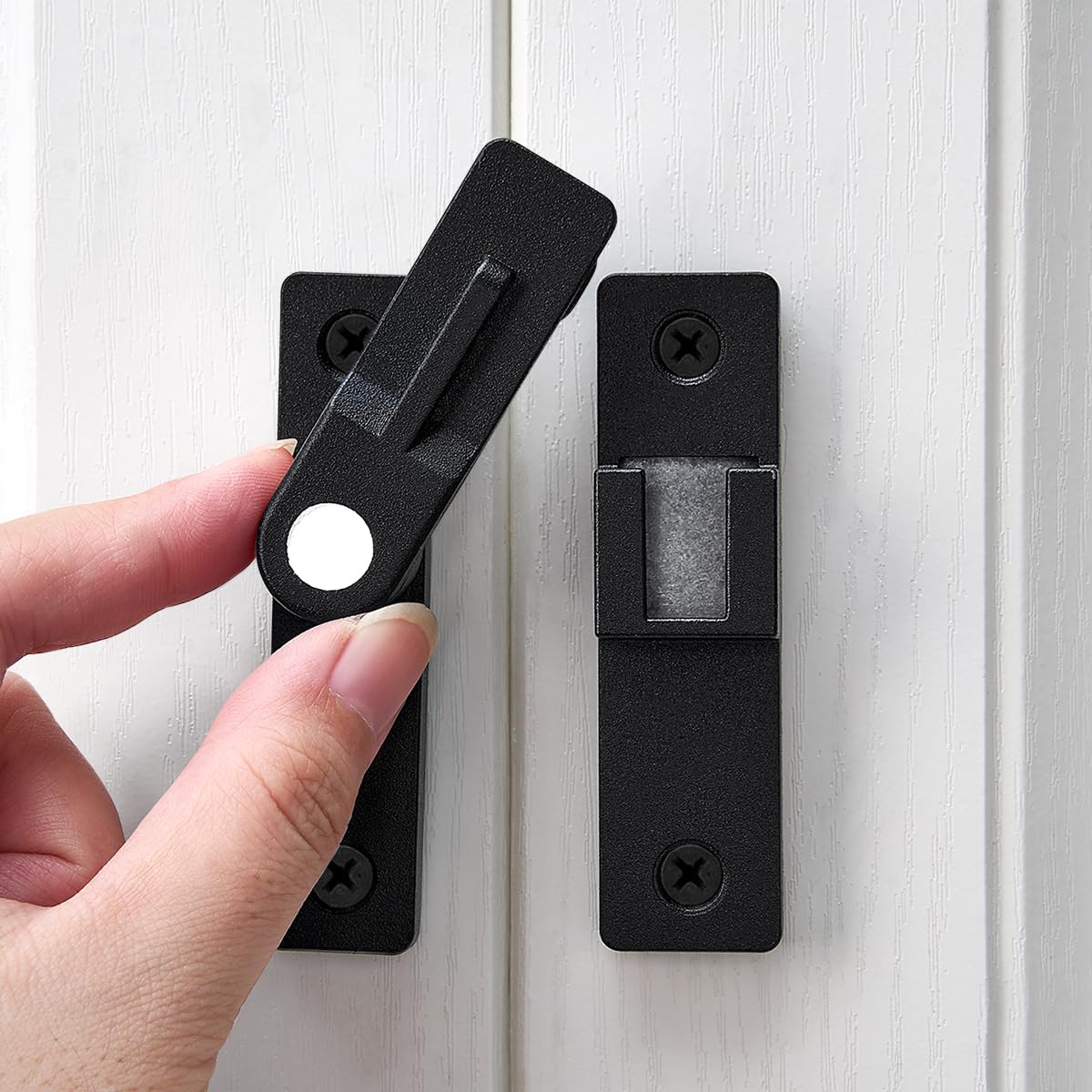 2 Packs 180 Degree Flip Latch, Barn Door Latches，Zinc Alloy barn gate flip Door Latch,Sliding Door Antique Lock Gate Latches Wine Cabinet Closet Door Latches. (Matte Black (Luminous))-picture-10