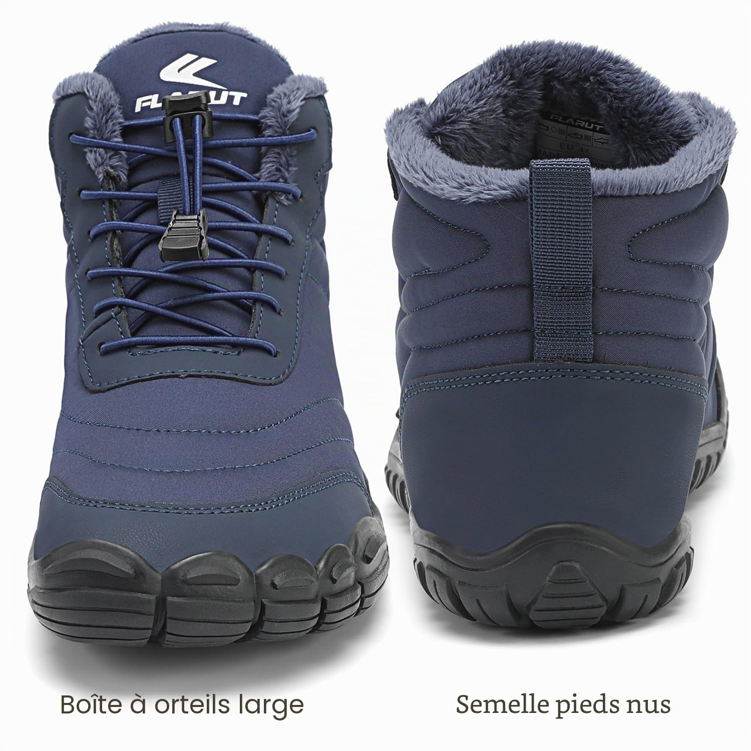 FLARUT Chaussures Barefoot d'Hiver Homme Femme Bottes Neige | Doublure Intérieure Chaude,Pointe Large,Léger,Hydrofuge,Semelle Caoutchouc Antidérapante