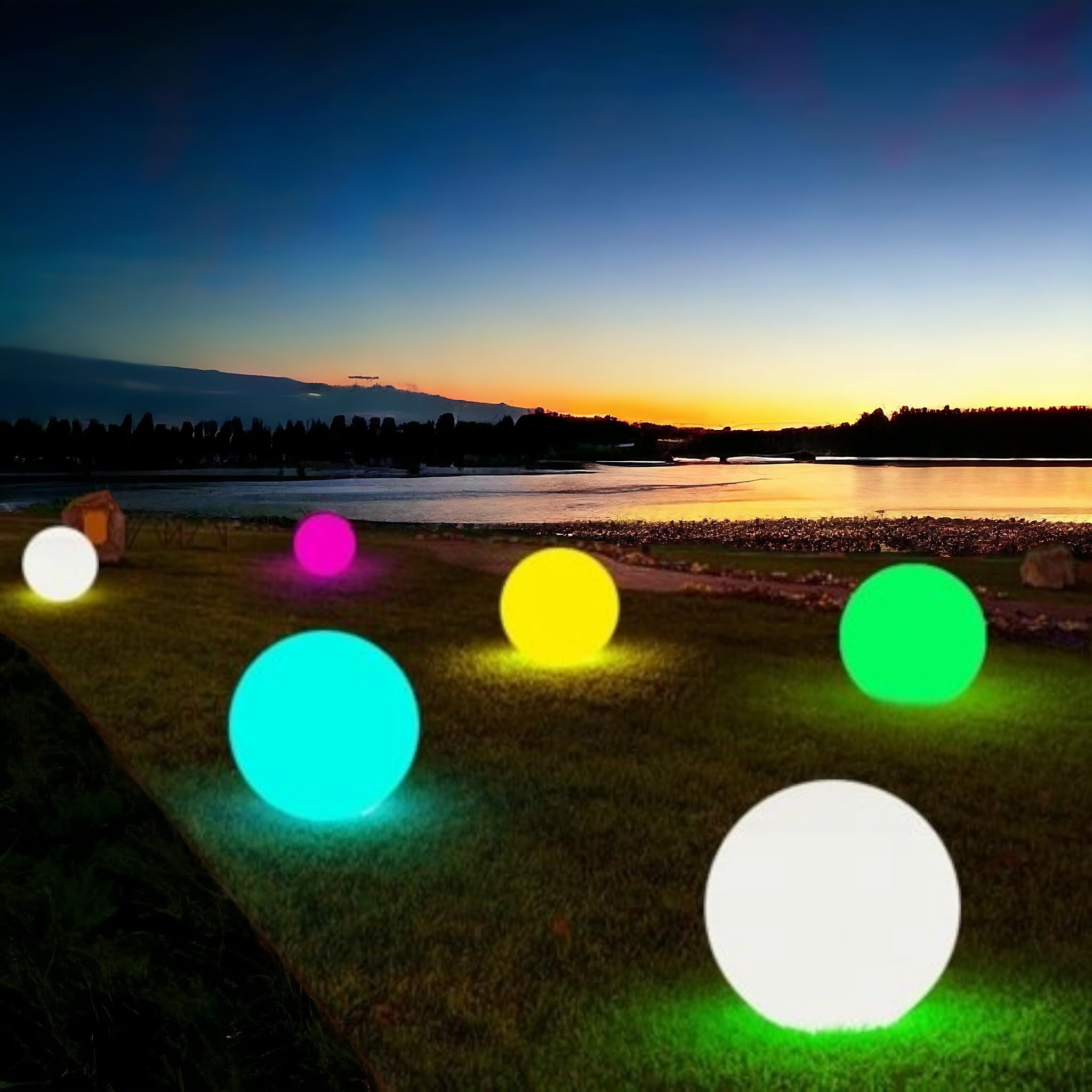 Lampada a Sfera da Giardino da terra, Design Elegante, Attacco E27, Resistente agli Agenti Atmosferici ip65, illuminazione da esterno (30cm)
