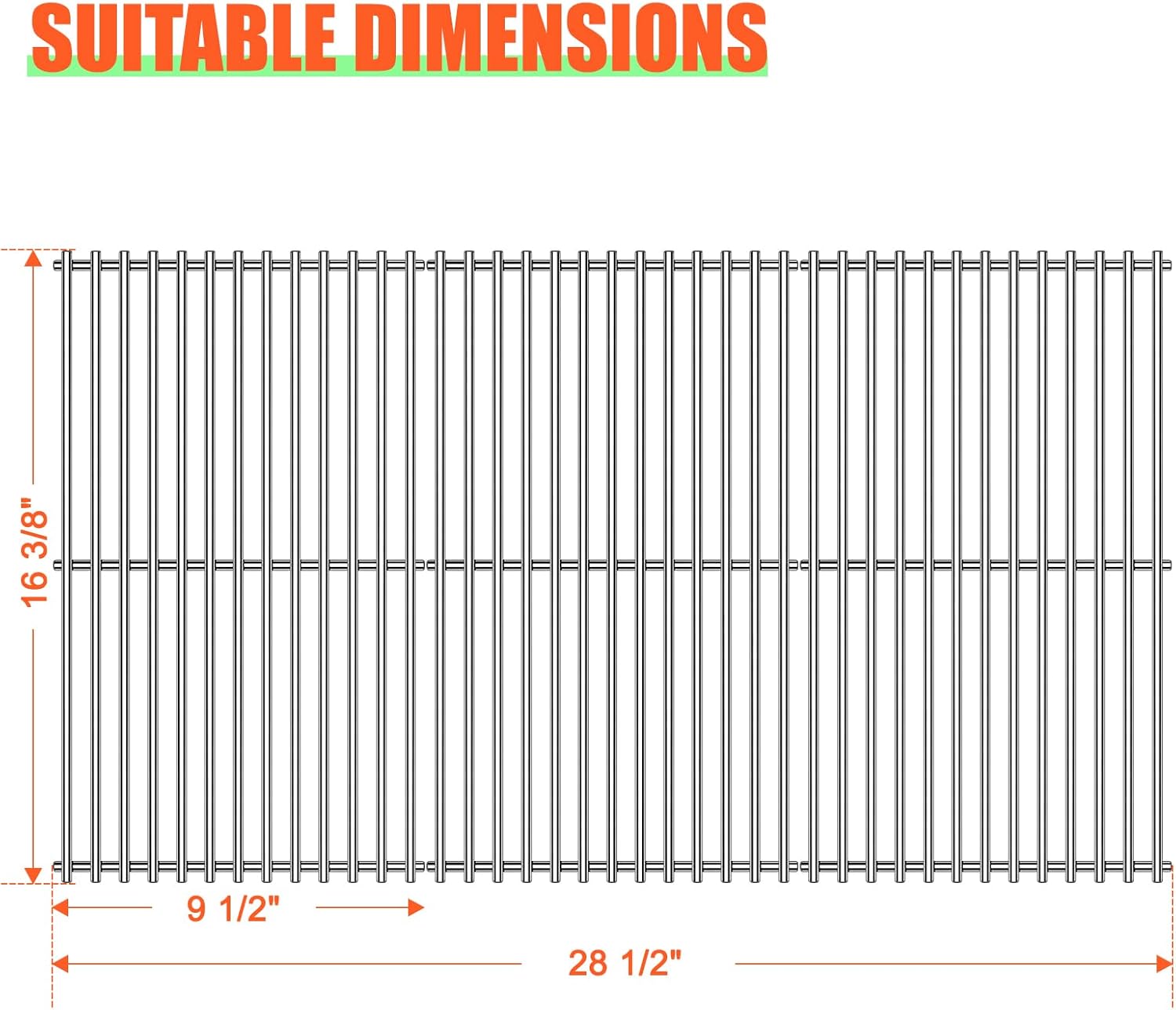(3-Pack 16 3/8" Stainless Steel Cooking Grid Grates Replacement Grill Parts for Uniflame GBC1030W GBC1030WRS GBC1030WRS-C, GBC1134;for Backyard BY14-101-001-099, GBC1449W-C, GBC1449WBS-C