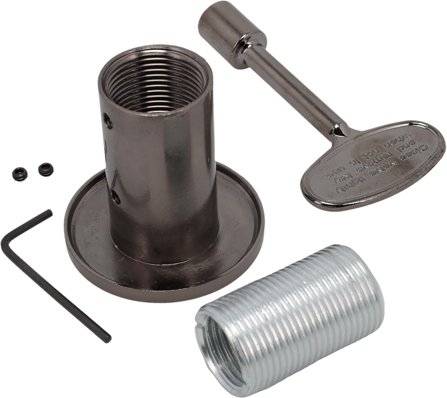 Supplying Demand LLFLGKIT-PWT Fireplace Fire Pit | Log Lighter Gas Valve Kit with Universal Flange and 3" Key Pewter