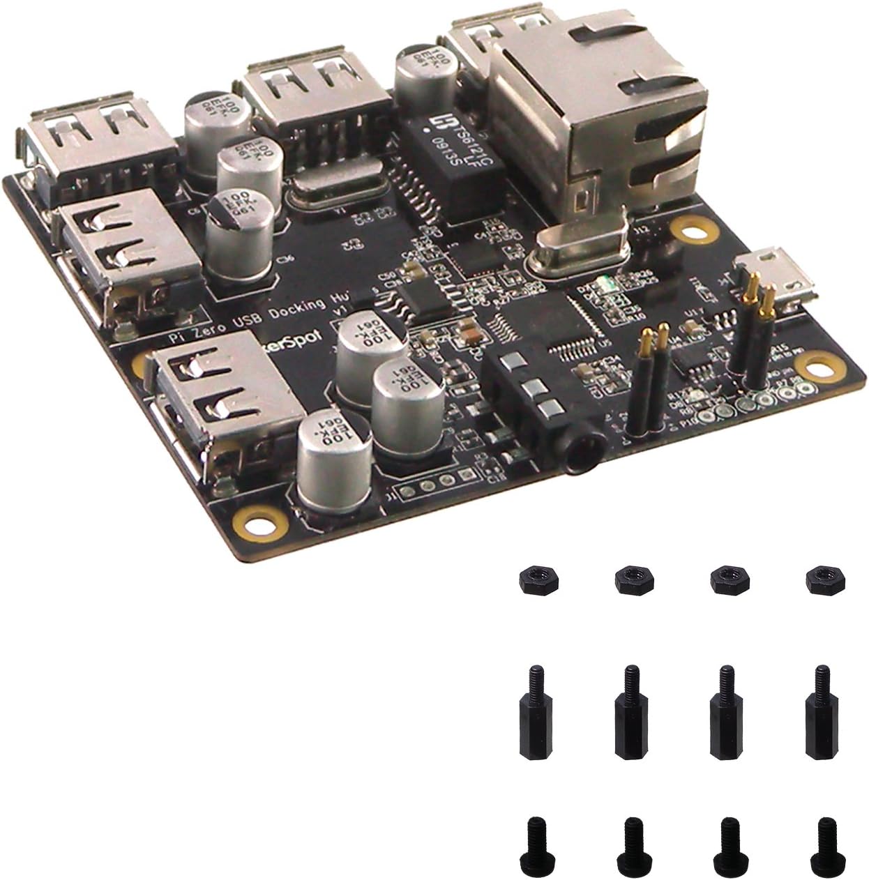 5-Port Stackable USB Docking Hub for Raspberry Pi Zero V1.3 (with Camera Connector) and Pi Zero W/2W (with Bluetooth & WiFi)